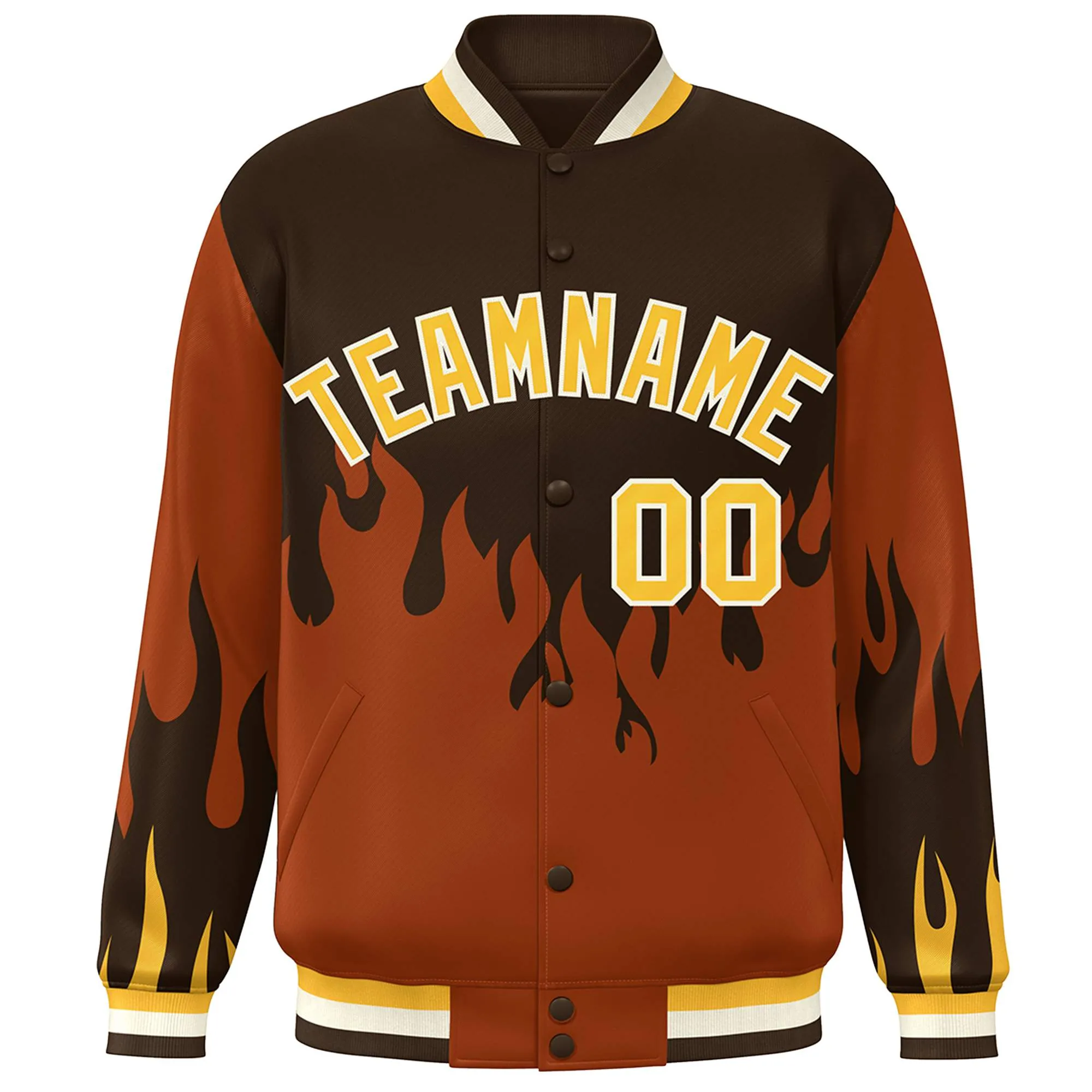 Custom Graffiti Pattern Flame Personalized Stitched Name Number Bomber Jackets Men's Varsity Full-Snap Jacket