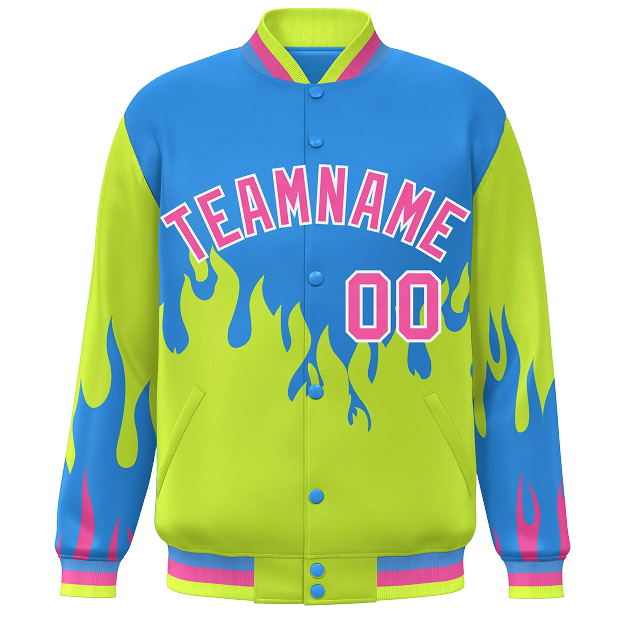 Custom Graffiti Pattern Flame Personalized Stitched Name Number Bomber Jackets Men's Varsity Full-Snap Jacket