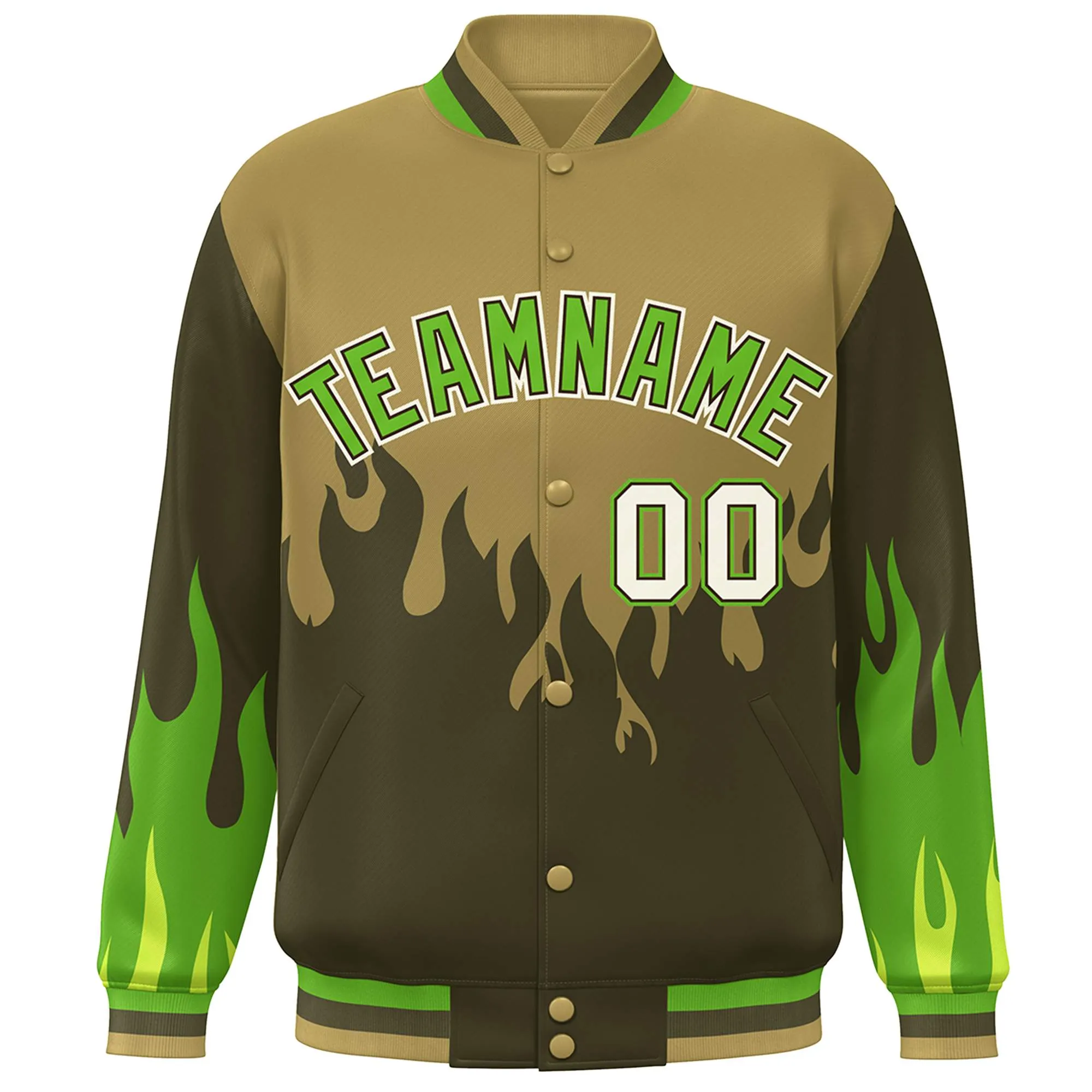 Custom Graffiti Pattern Flame Personalized Stitched Name Number Bomber Jackets Men's Varsity Full-Snap Jacket