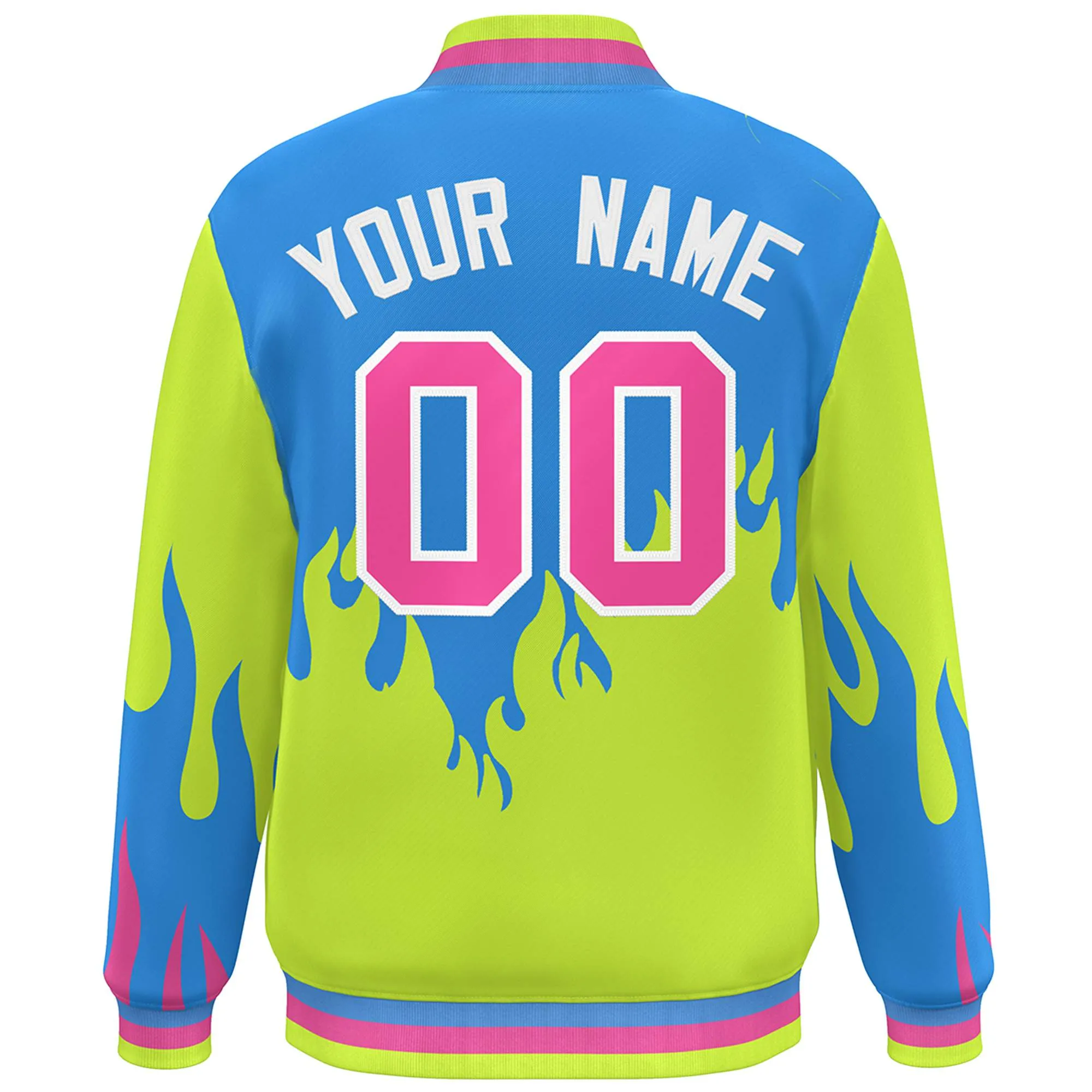 Custom Graffiti Pattern Flame Personalized Stitched Name Number Bomber Jackets Men's Varsity Full-Snap Jacket