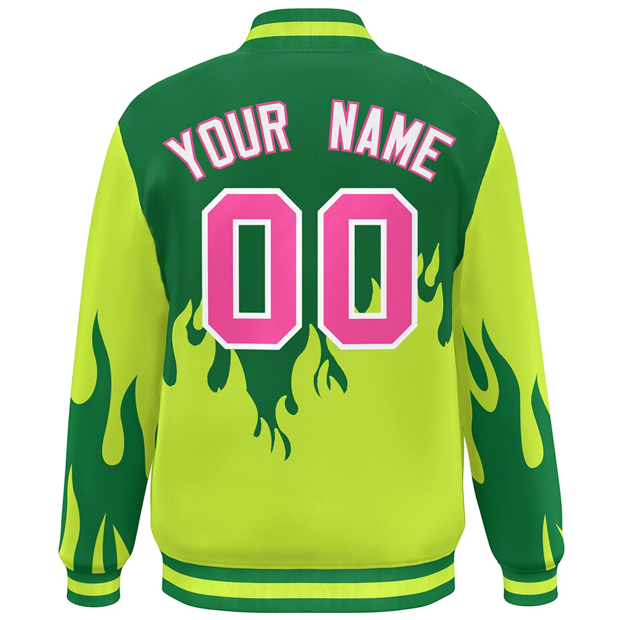 Custom Graffiti Pattern Flame Personalized Stitched Name Number Bomber Jackets Men's Varsity Full-Snap Jacket