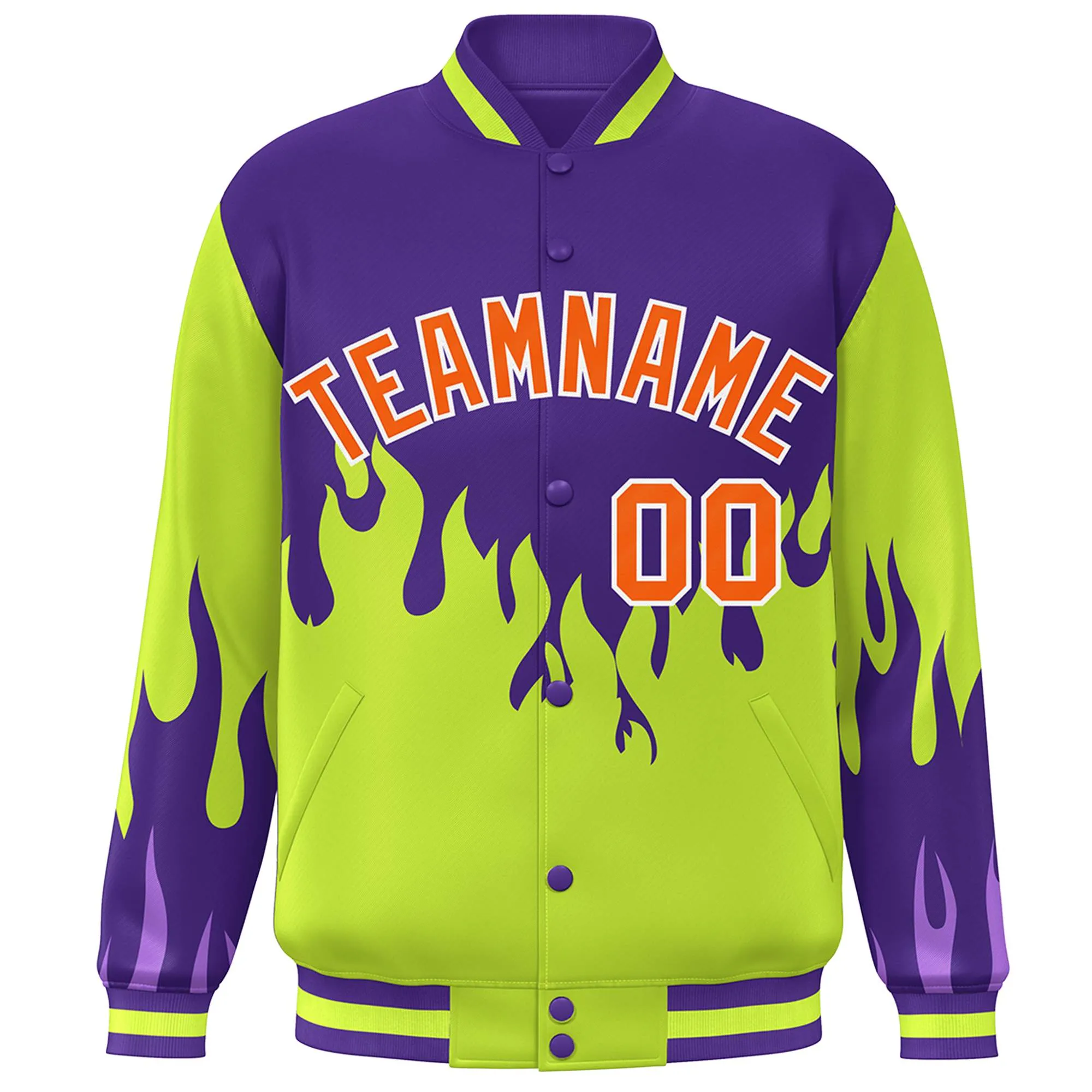 Custom Graffiti Pattern Flame Personalized Stitched Name Number Bomber Jackets Men's Varsity Full-Snap Jacket