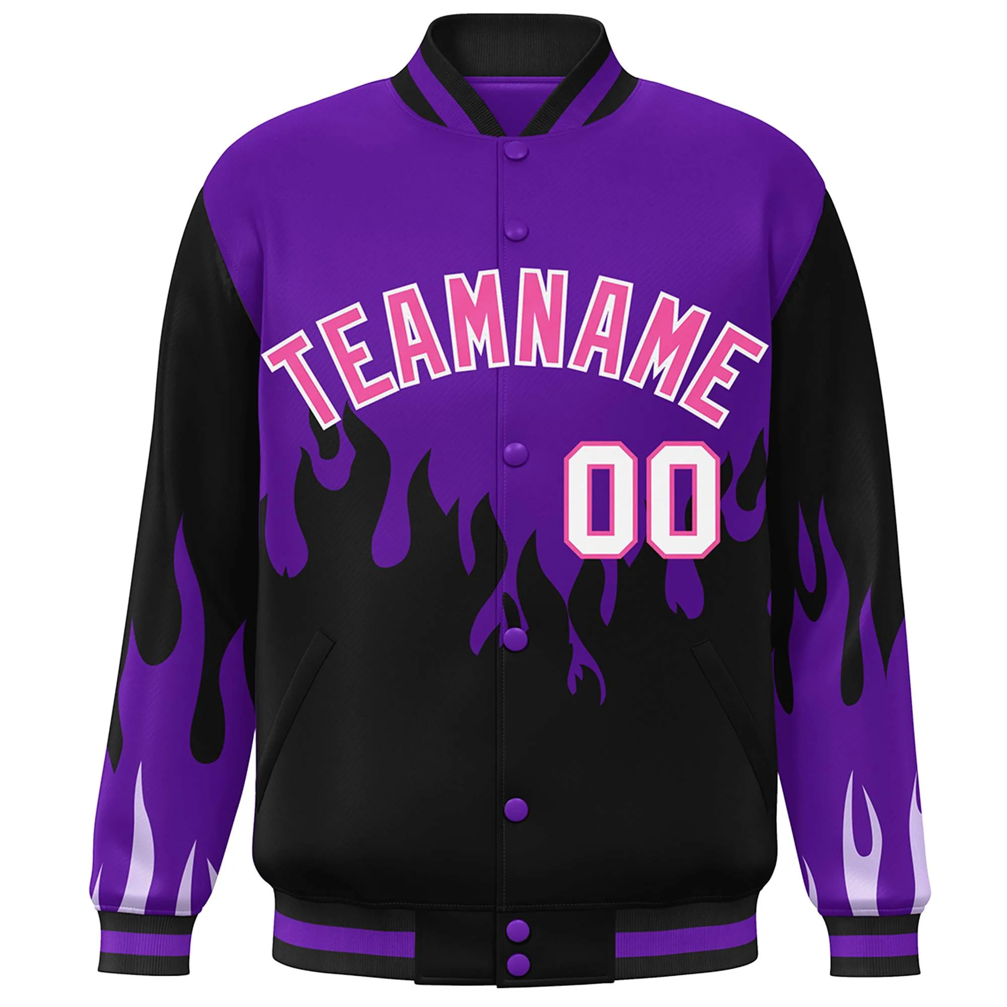 Custom Graffiti Pattern Flame Personalized Stitched Name Number Bomber Jackets Men's Varsity Full-Snap Jacket