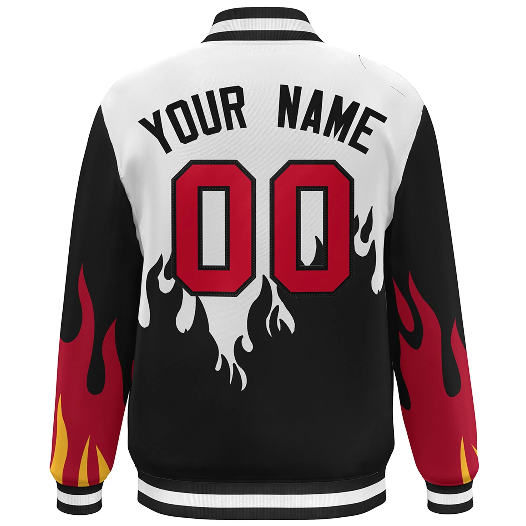 Custom Graffiti Pattern Flame Personalized Stitched Name Number Bomber Jackets Men's Varsity Full-Snap Jacket