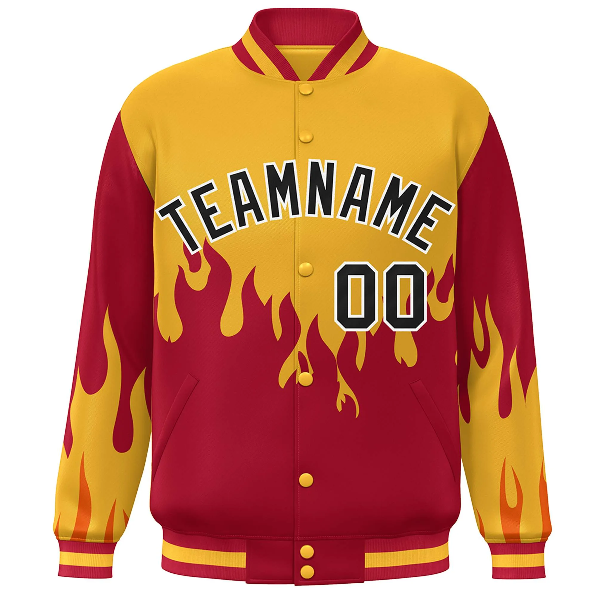 Custom Graffiti Pattern Flame Personalized Stitched Name Number Bomber Jackets Men's Varsity Full-Snap Jacket