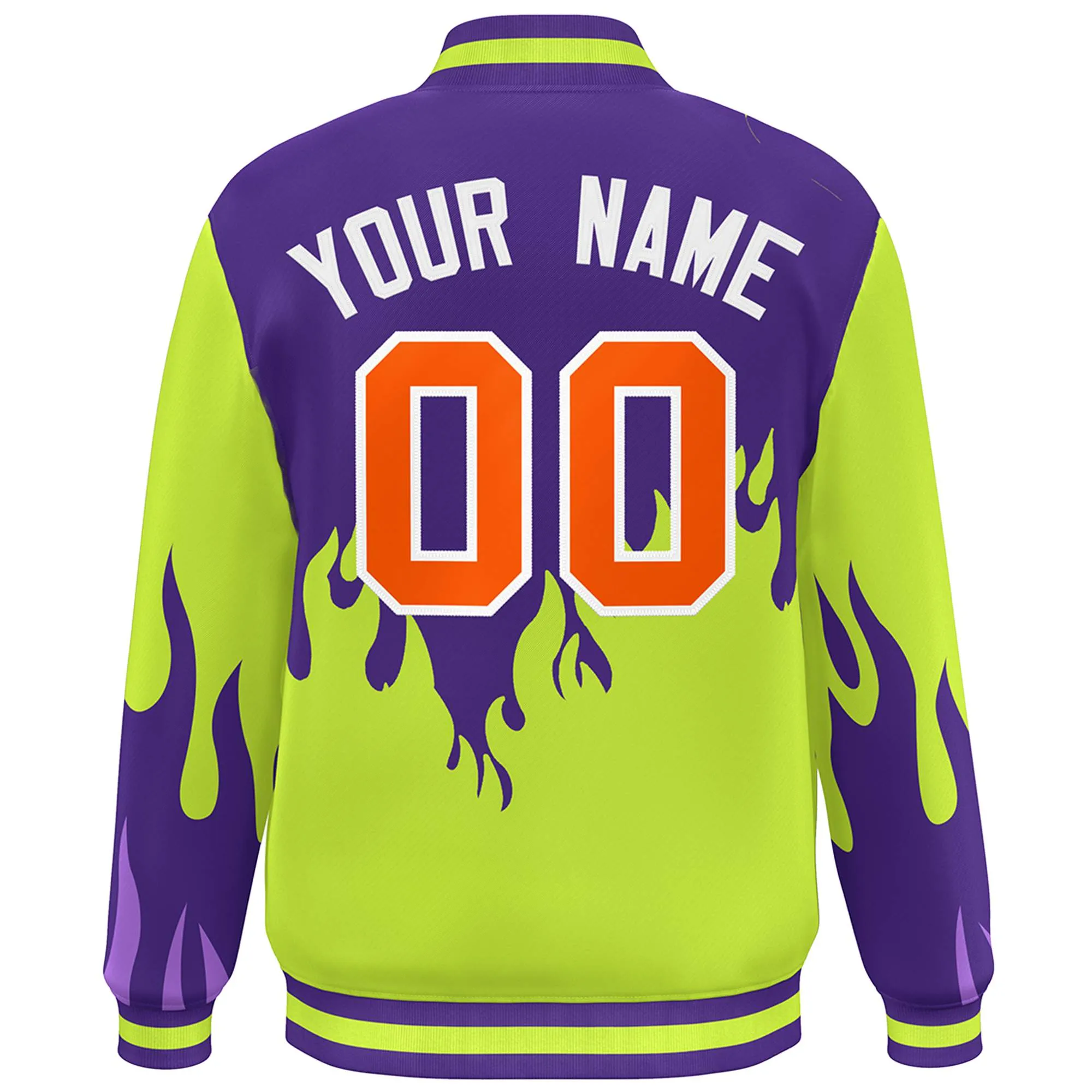 Custom Graffiti Pattern Flame Personalized Stitched Name Number Bomber Jackets Men's Varsity Full-Snap Jacket
