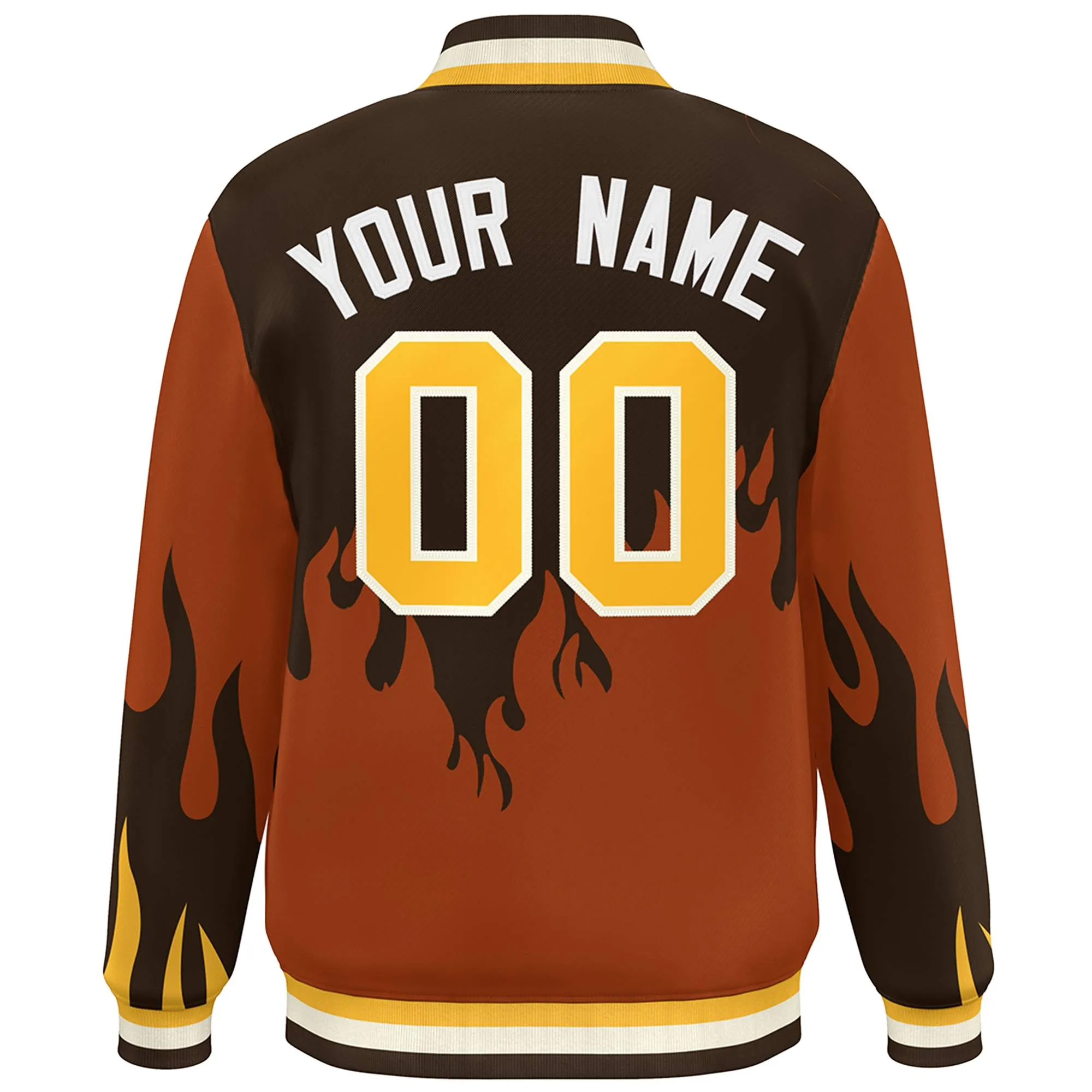 Custom Graffiti Pattern Flame Personalized Stitched Name Number Bomber Jackets Men's Varsity Full-Snap Jacket