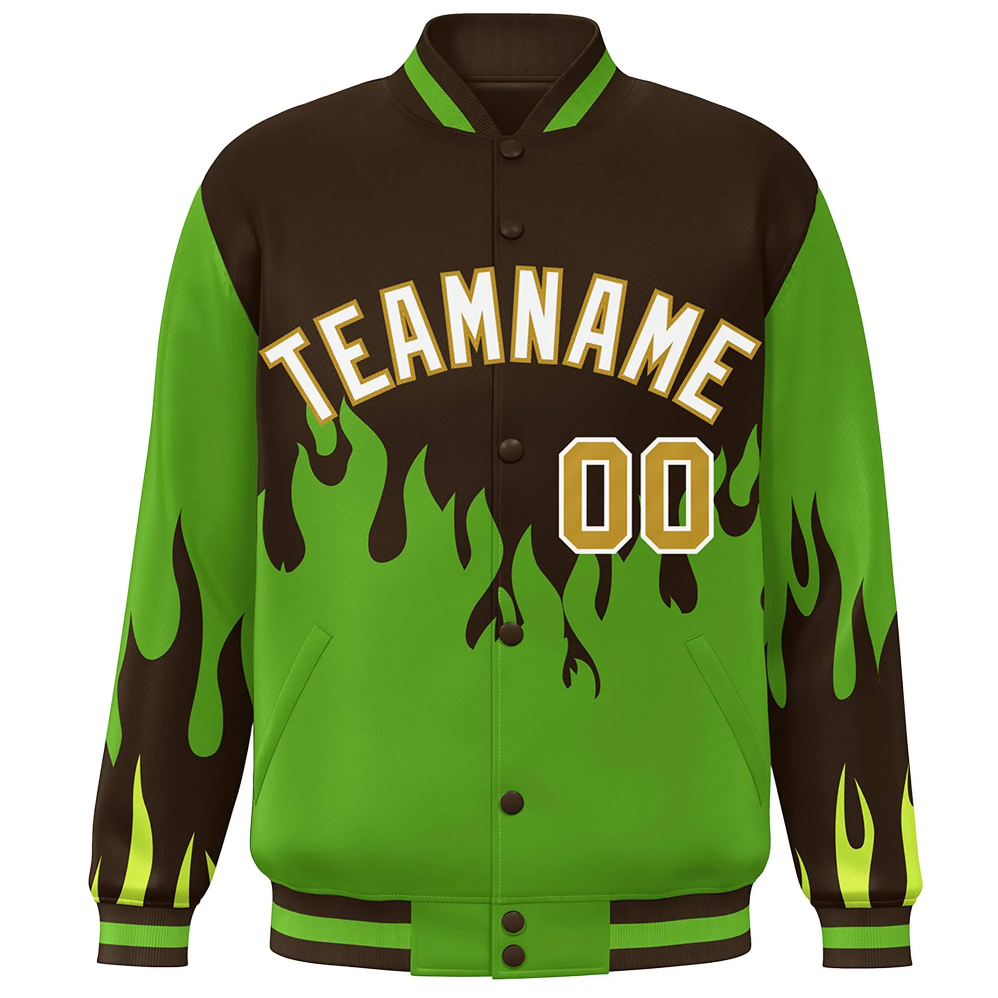 Custom Graffiti Pattern Flame Personalized Stitched Name Number Bomber Jackets Men's Varsity Full-Snap Jacket