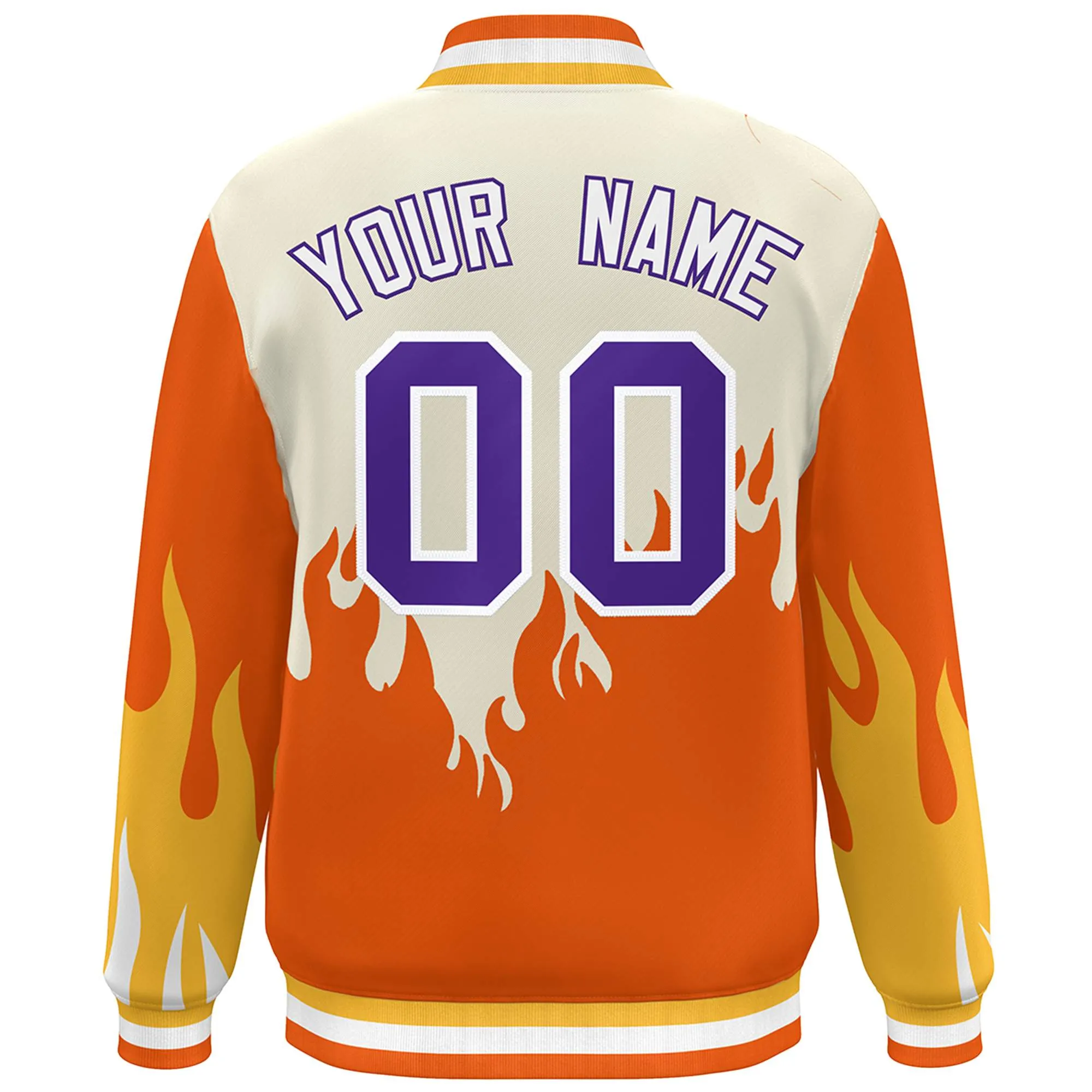 Custom Graffiti Pattern Flame Personalized Stitched Name Number Bomber Jackets Men's Varsity Full-Snap Jacket