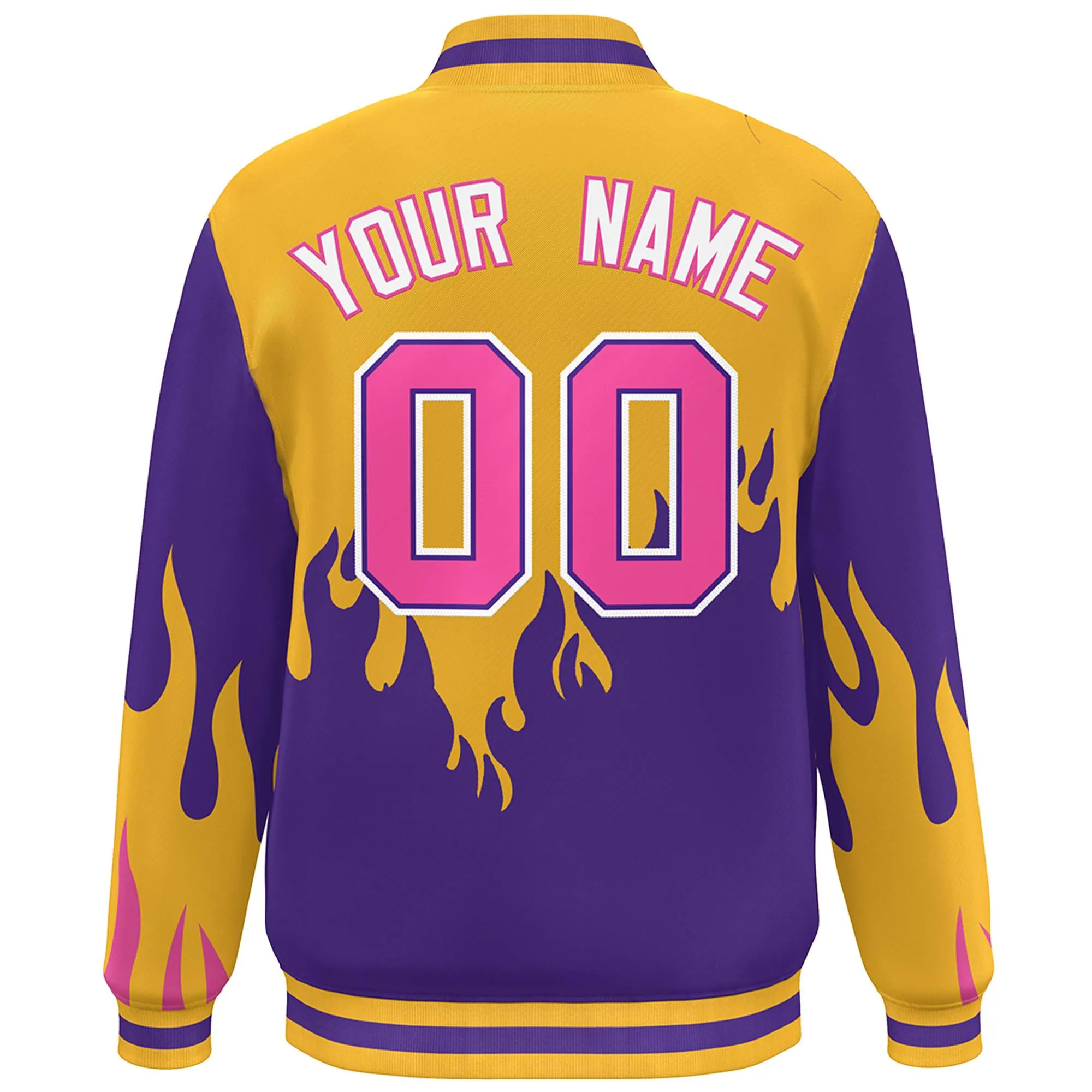 Custom Graffiti Pattern Flame Personalized Stitched Name Number Bomber Jackets Men's Varsity Full-Snap Jacket