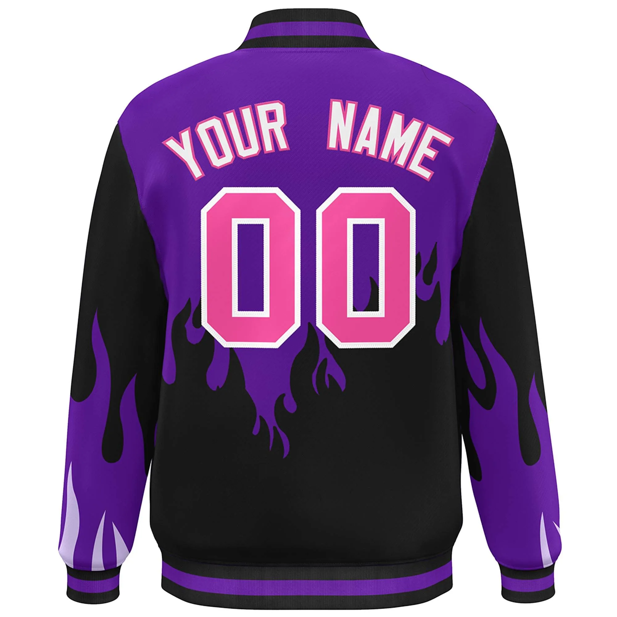 Custom Graffiti Pattern Flame Personalized Stitched Name Number Bomber Jackets Men's Varsity Full-Snap Jacket