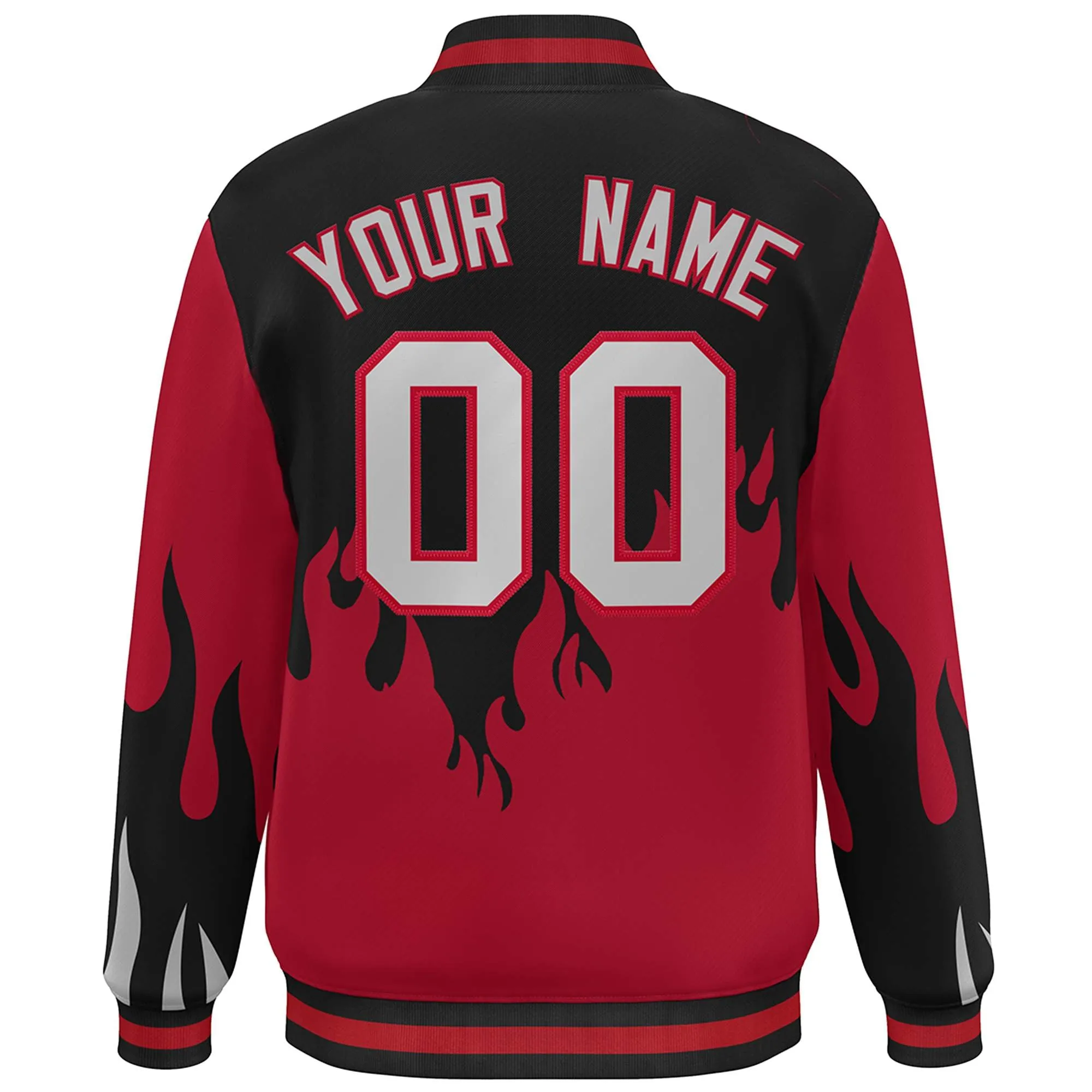 Custom Graffiti Pattern Flame Personalized Stitched Name Number Bomber Jackets Men's Varsity Full-Snap Jacket
