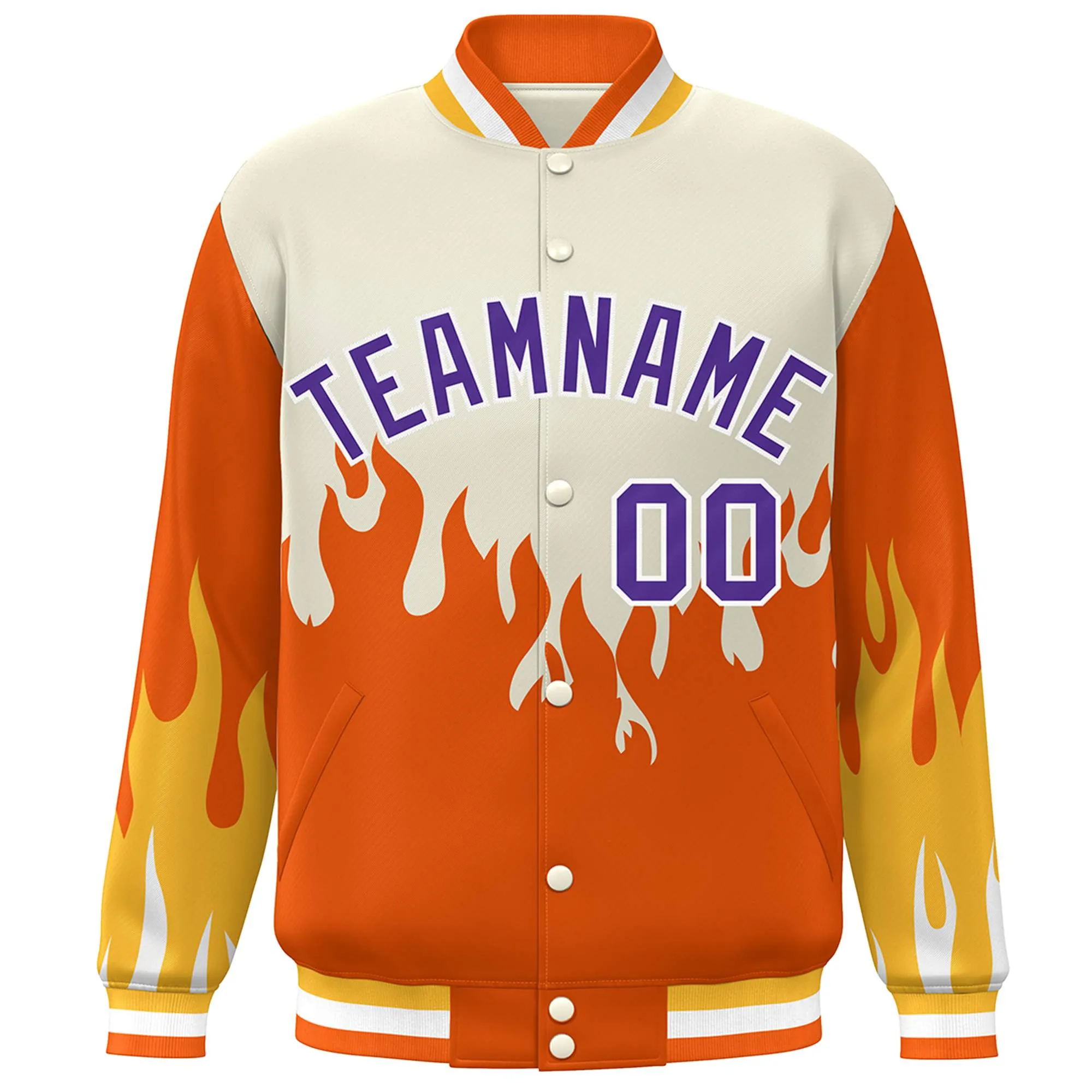 Custom Graffiti Pattern Flame Personalized Stitched Name Number Bomber Jackets Men's Varsity Full-Snap Jacket