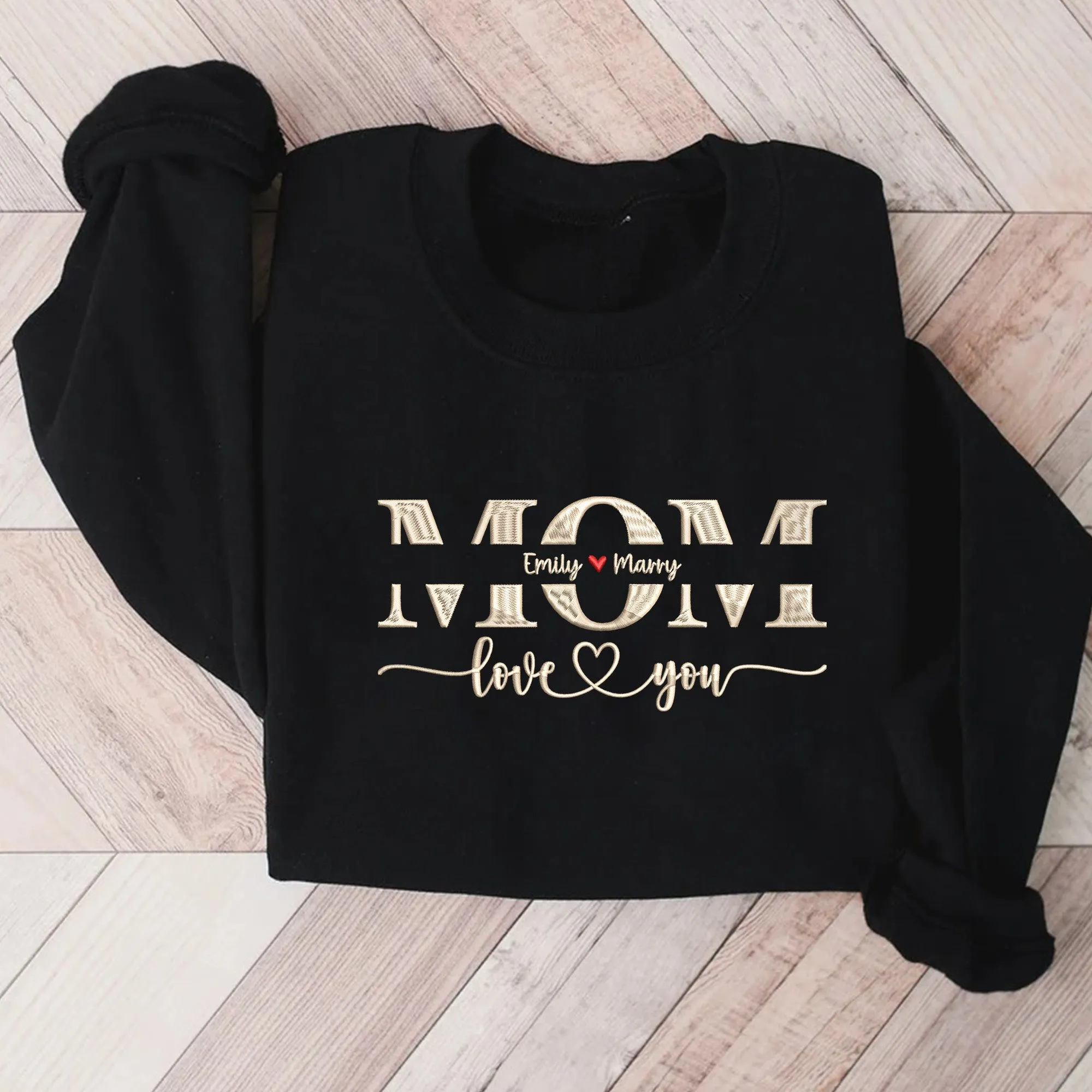 Custom Mama Embroidered Sweatshirt, Personalized Mom With Kids Names, Pregnancy Reveal Outfit, Birthday Gift, Mothers Day Gift