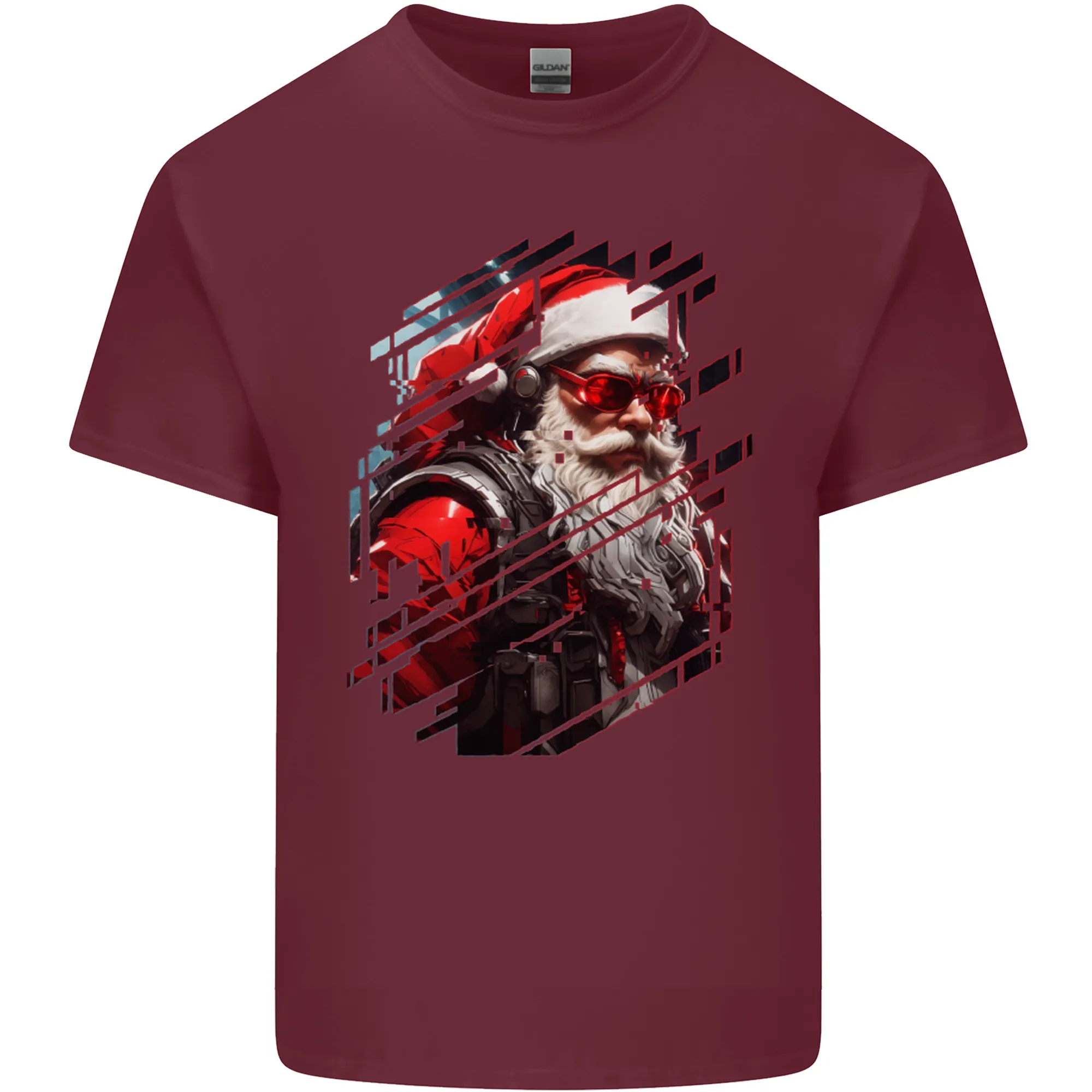 Cyberpunk Santa Claus Christmas Xmas Mens Light Cotton T-Shirt
