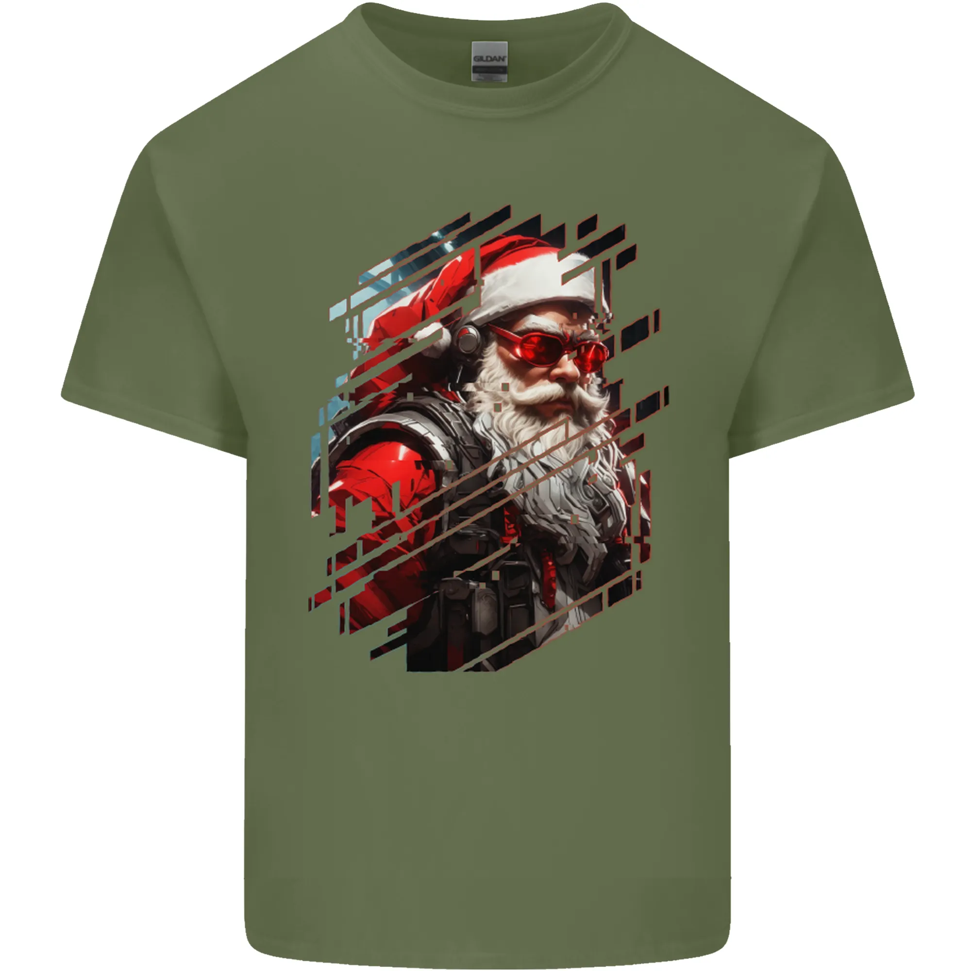Cyberpunk Santa Claus Christmas Xmas Mens Light Cotton T-Shirt