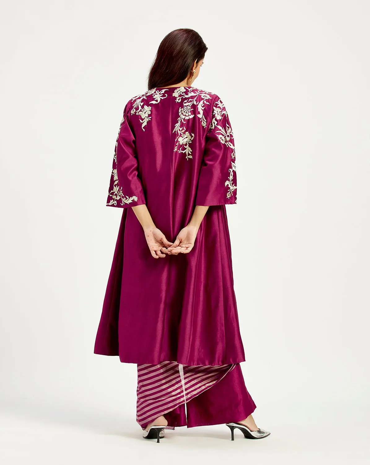 Dani - Techno Sari with Pants   Jacket Set