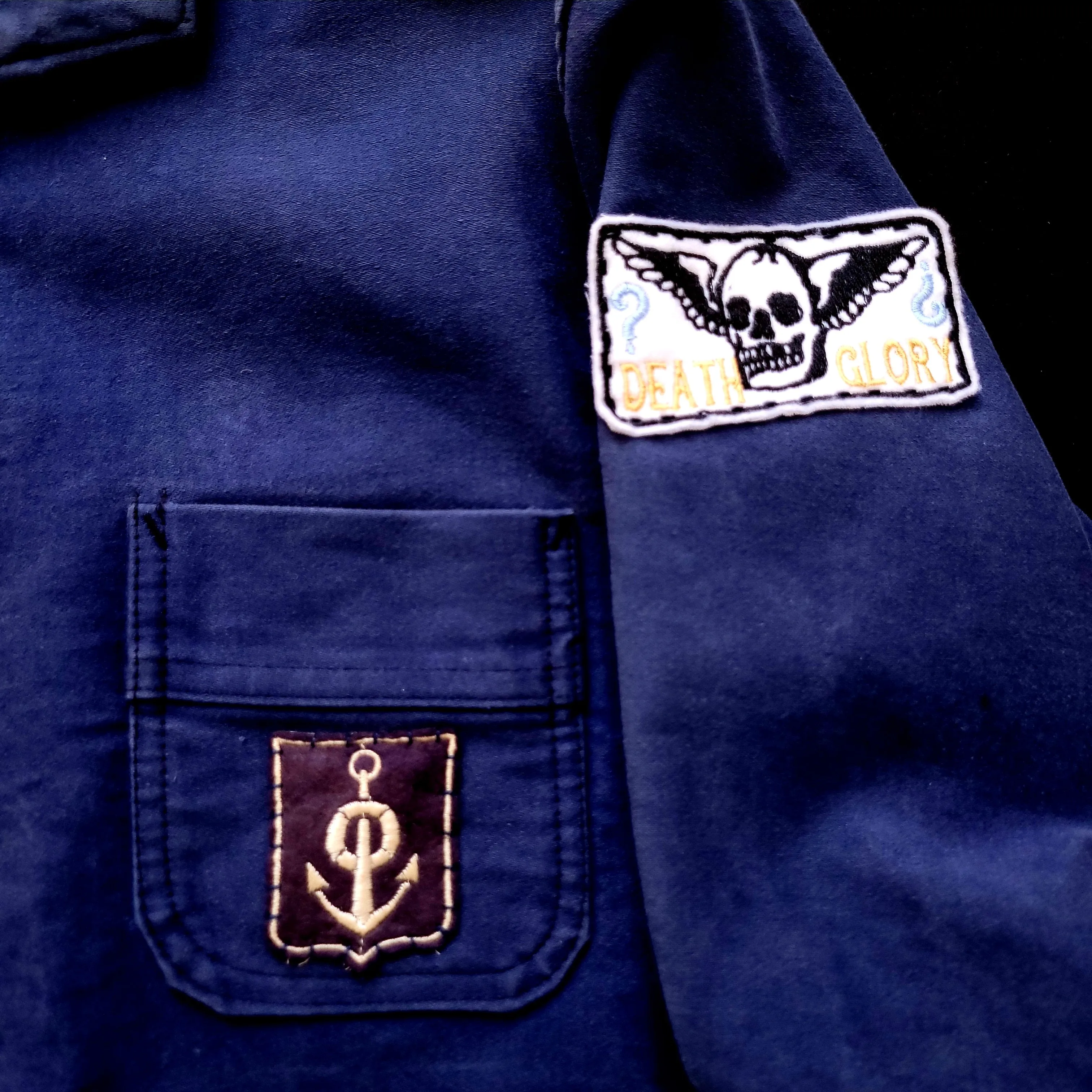 Deadstock french 50's moleskin fatigue vest hand embroidered by hand
