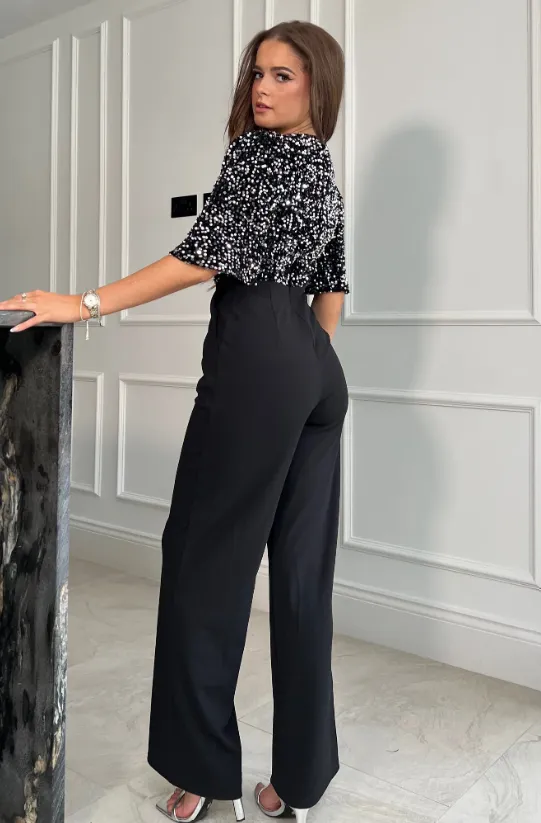 Delphine Silver Sequin Top Jumpsuit
