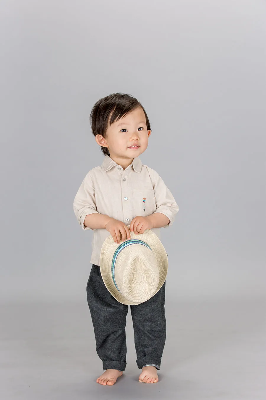 Double Face Chambray Harem Pants, Anthracite