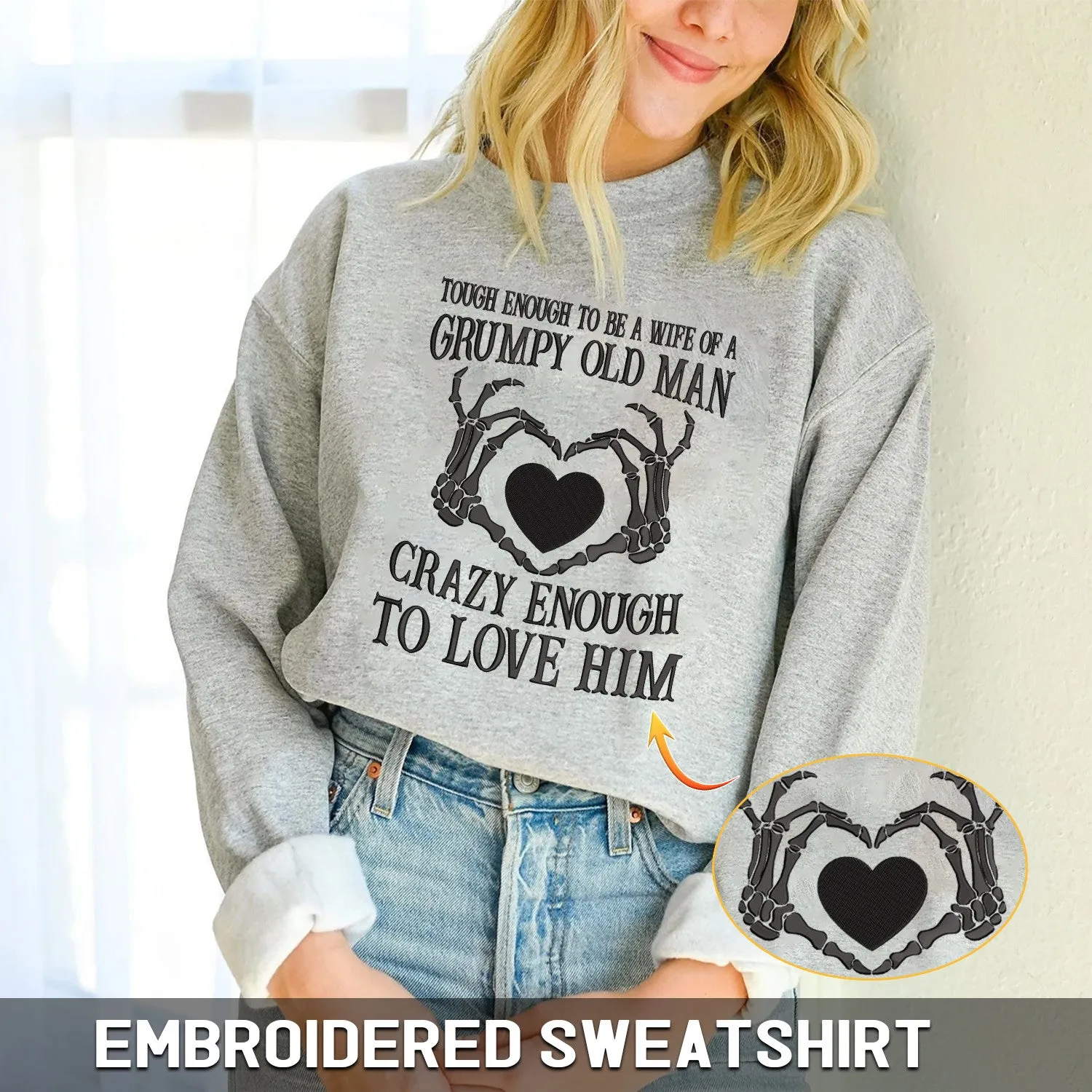 Embroidered Sweatshirt Hoodie - Tove Love Him