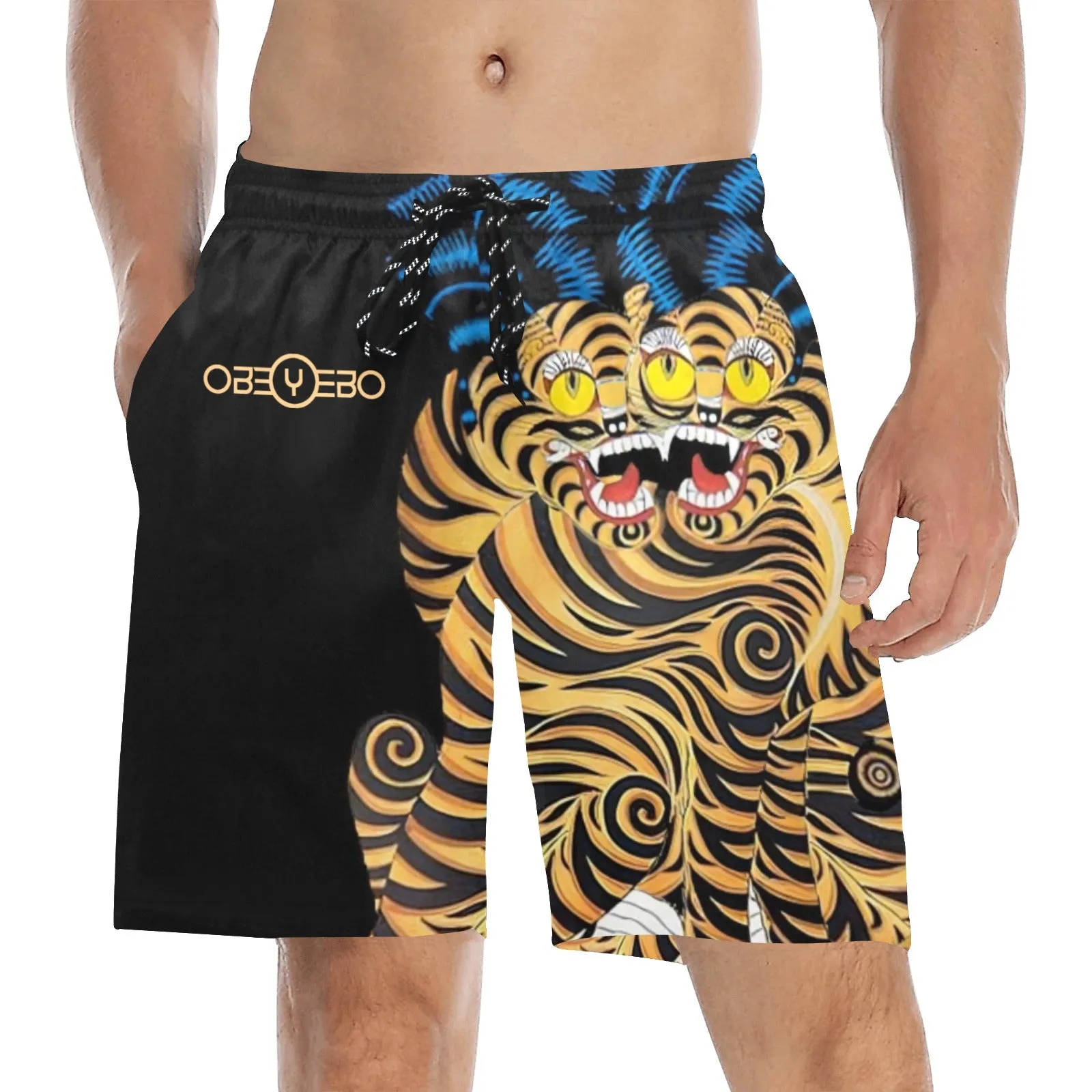 Entanglement Men's Mid-Length Beach Shorts