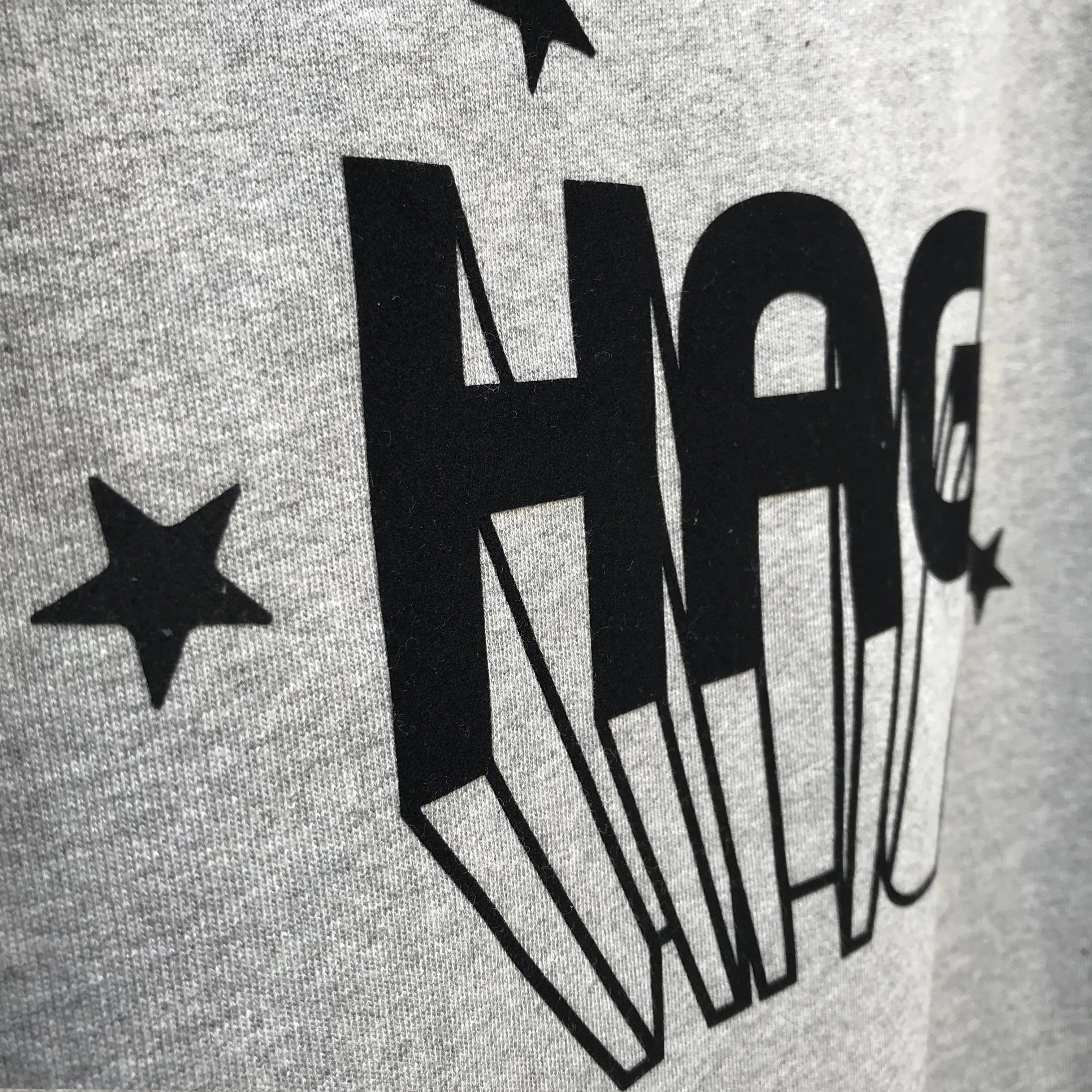 Entire Hag range  - black flock on grey organic clothing