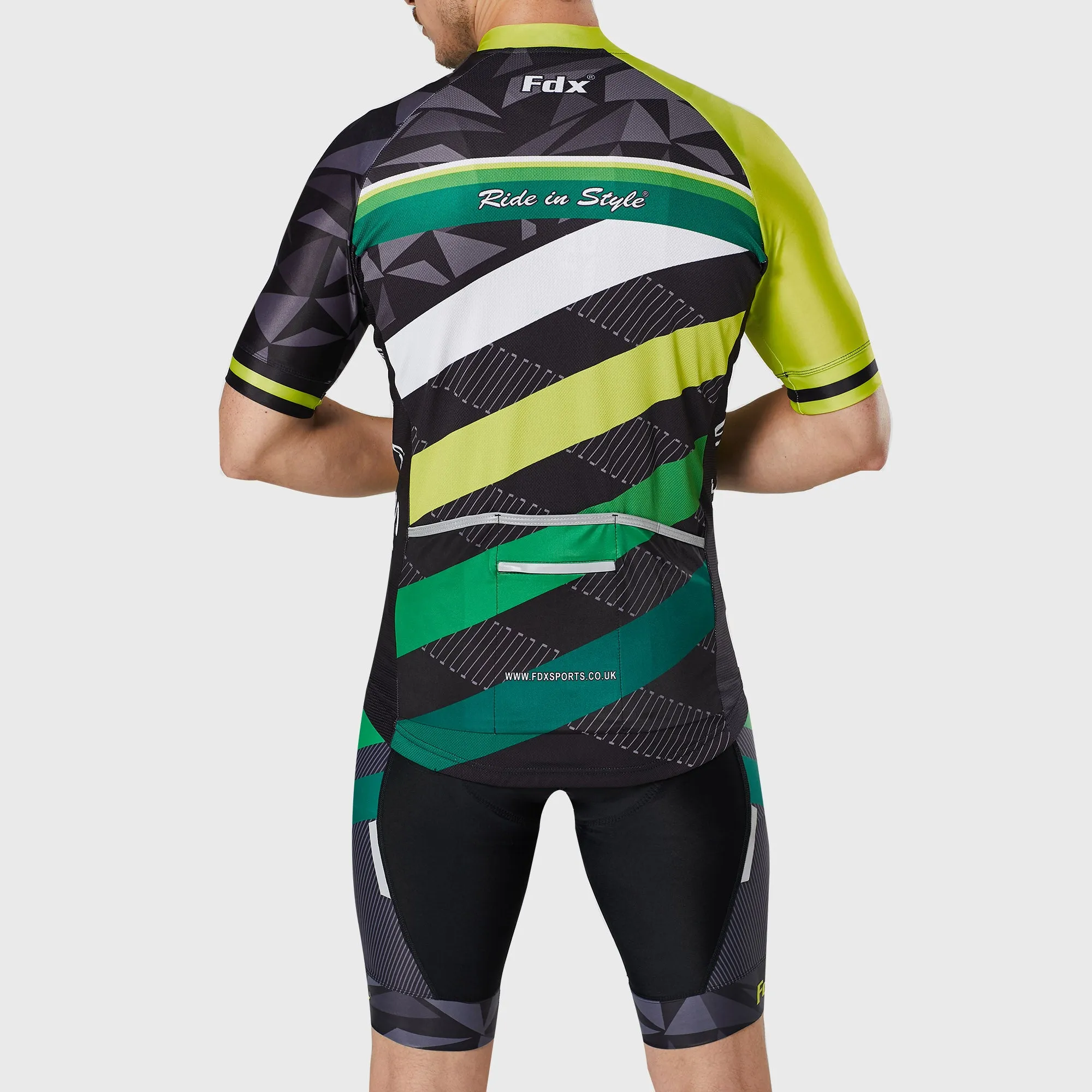 Fdx Men's & Boy's Set Equin Yellow Short Sleeve Summer Cycling Jersey & Bib Shorts