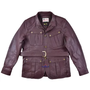 FiveStar Leather Men's Mid Length Safari Jacket Real Goatskin Leather