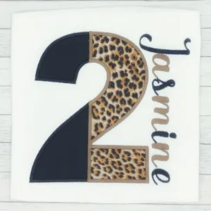 Girls Birthday Black / Leopard Print Shirt (age 1-9)