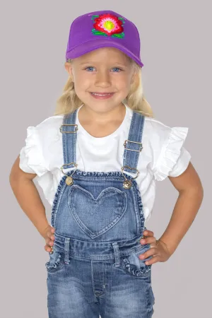 Girls Purple Folk Flower Baseball Hat