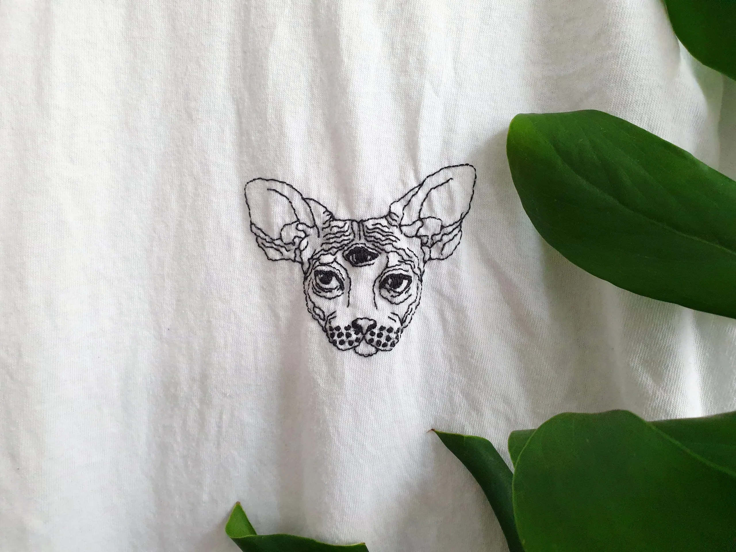 Hand Embroidered Magic Cat Shirt