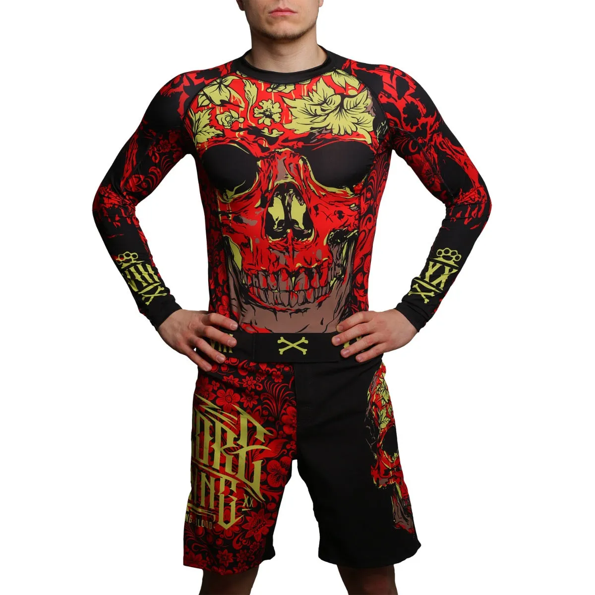 Hardcore Training Skull Folk Rash Guard Men's