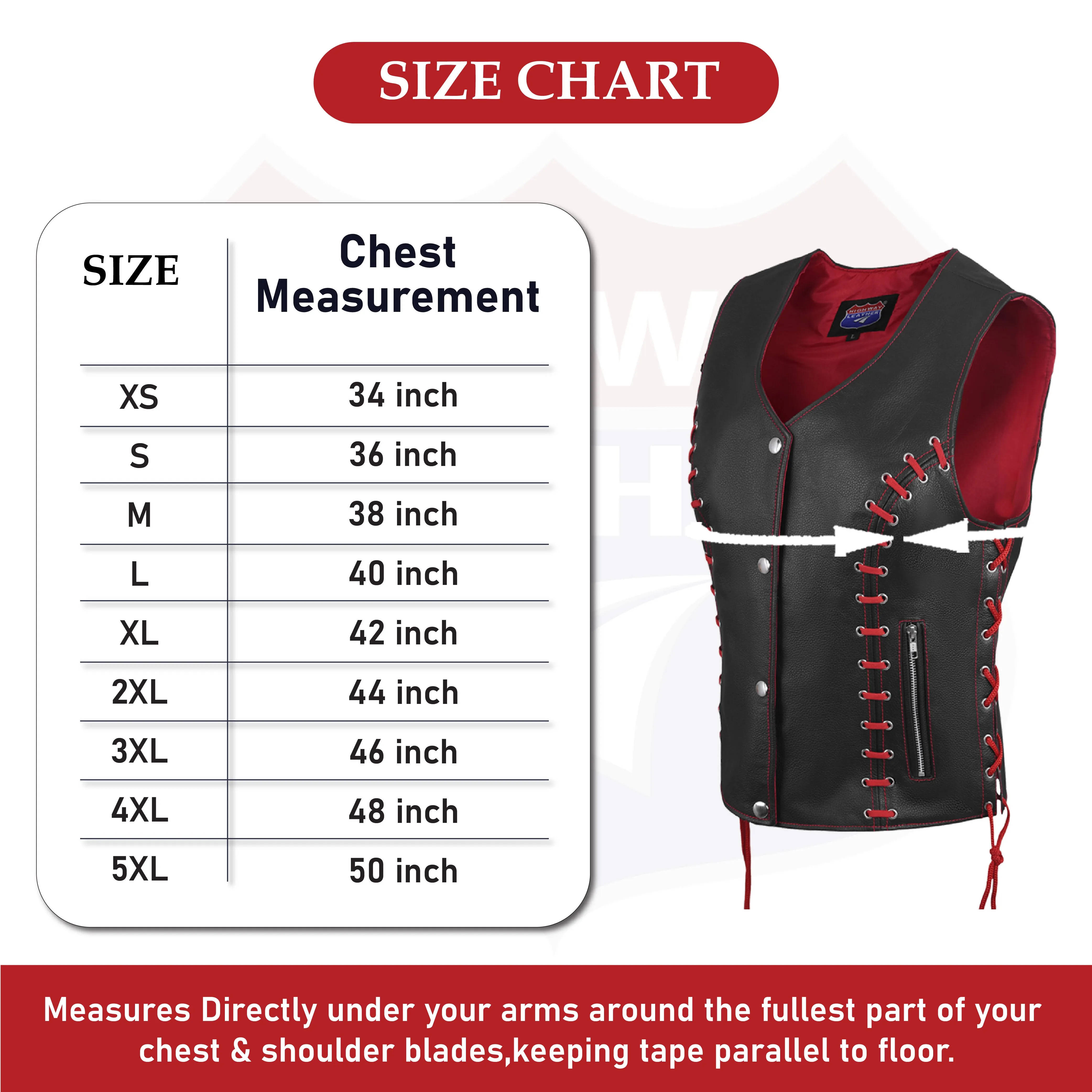 HL14859REDEYELET WOMEN SIDE LACE VEST  M/O BUFFALO LEATHER Red/BLK