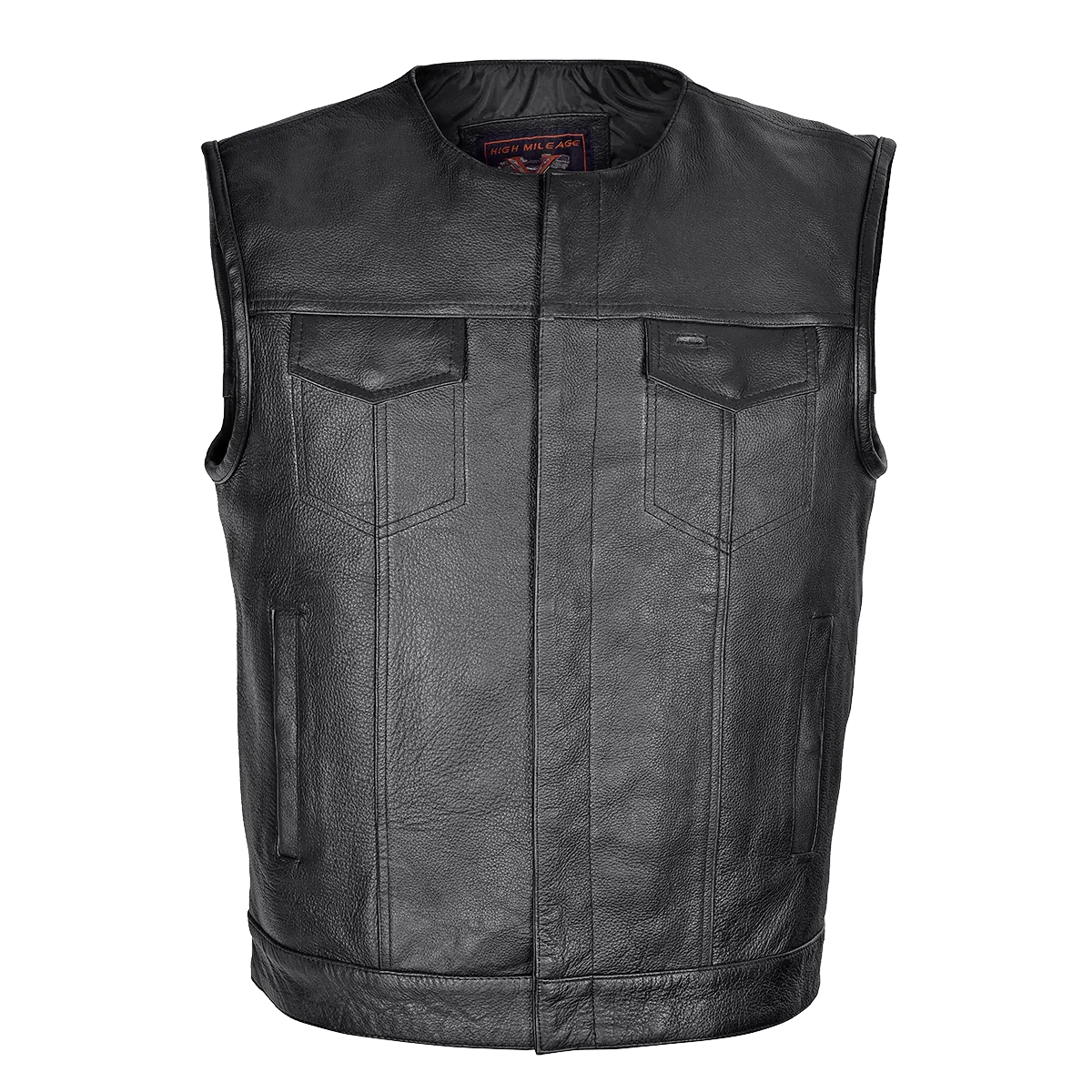 HMM919 Men's Zipper and Snap Closure Leather Motorcycle Club Vest Quick Access Gun Pocket