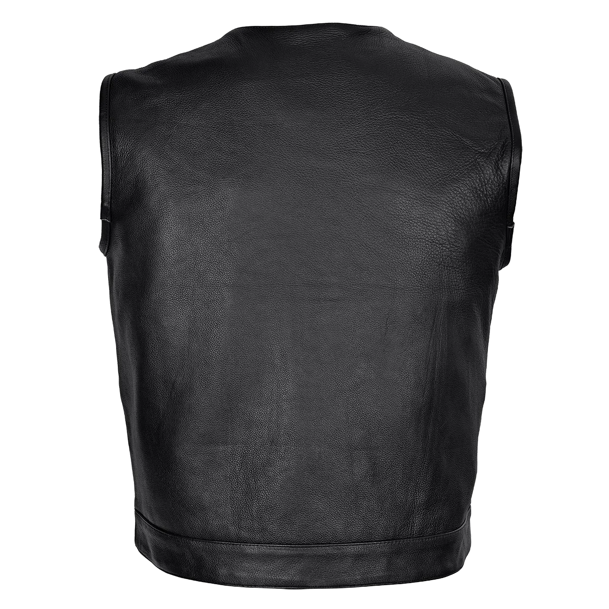 HMM919 Men's Zipper and Snap Closure Leather Motorcycle Club Vest Quick Access Gun Pocket