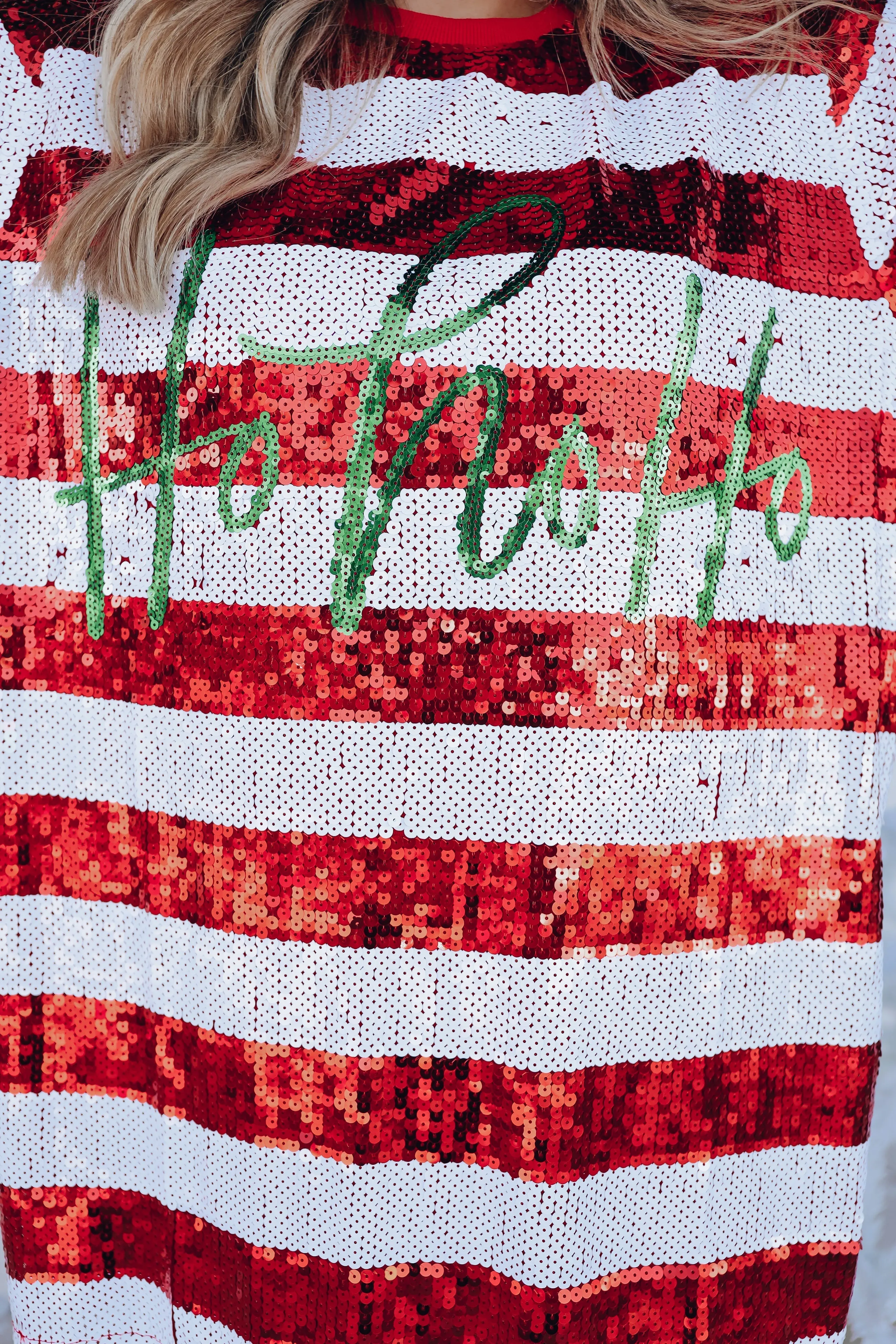 HoHoHo Striped Sequin T-Shirt Dress