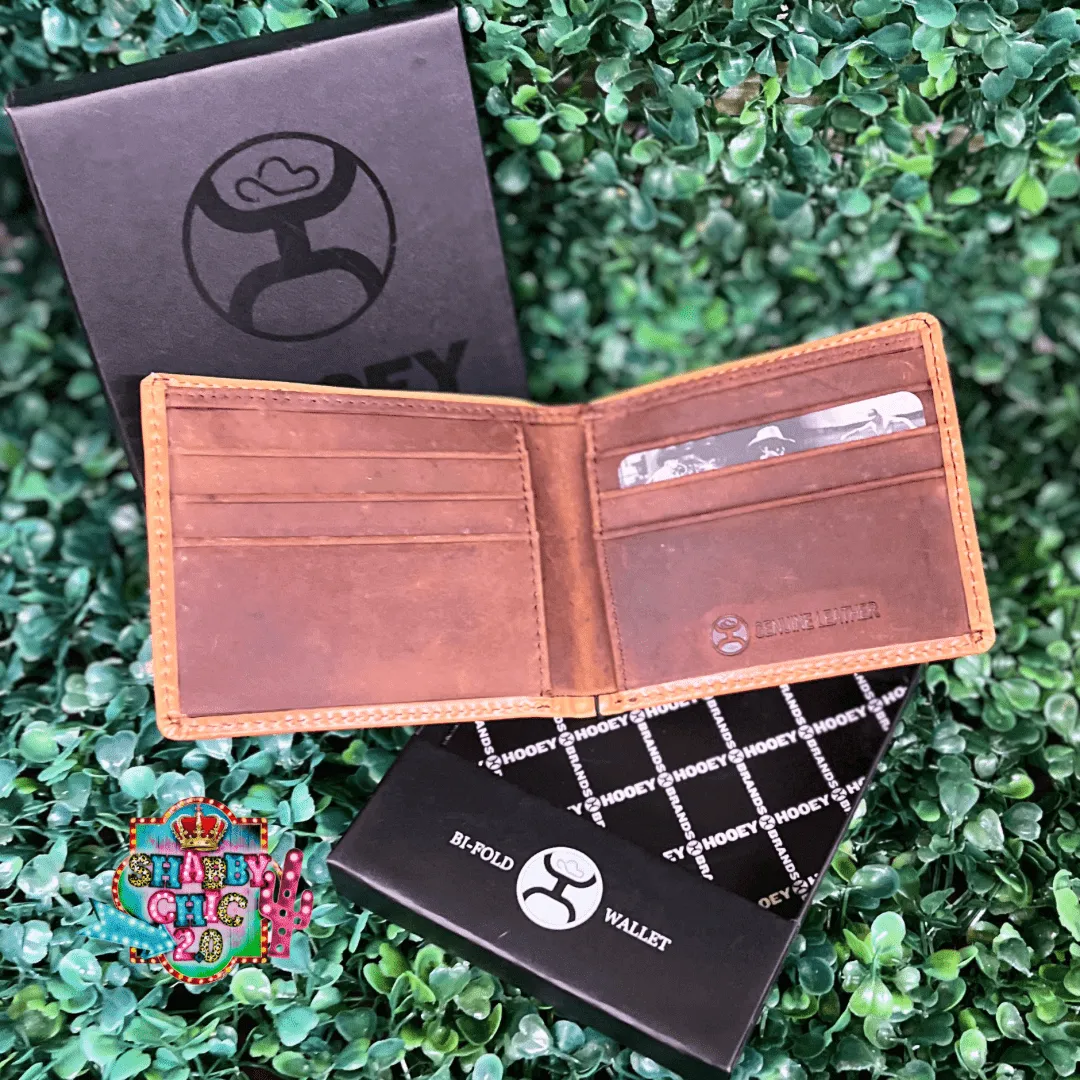 HOOEY  "PHOENIX" BIFOLD HOOEY WALLET TAN/TURQUOISE LEATHER