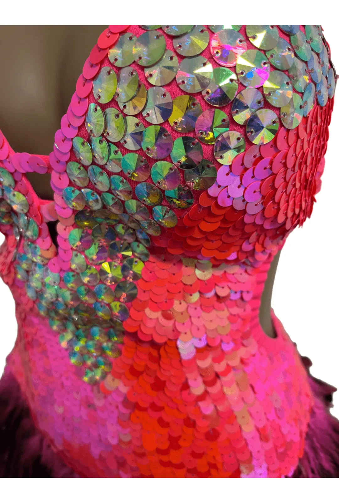 Hot Pink Feather & Sequin Dress