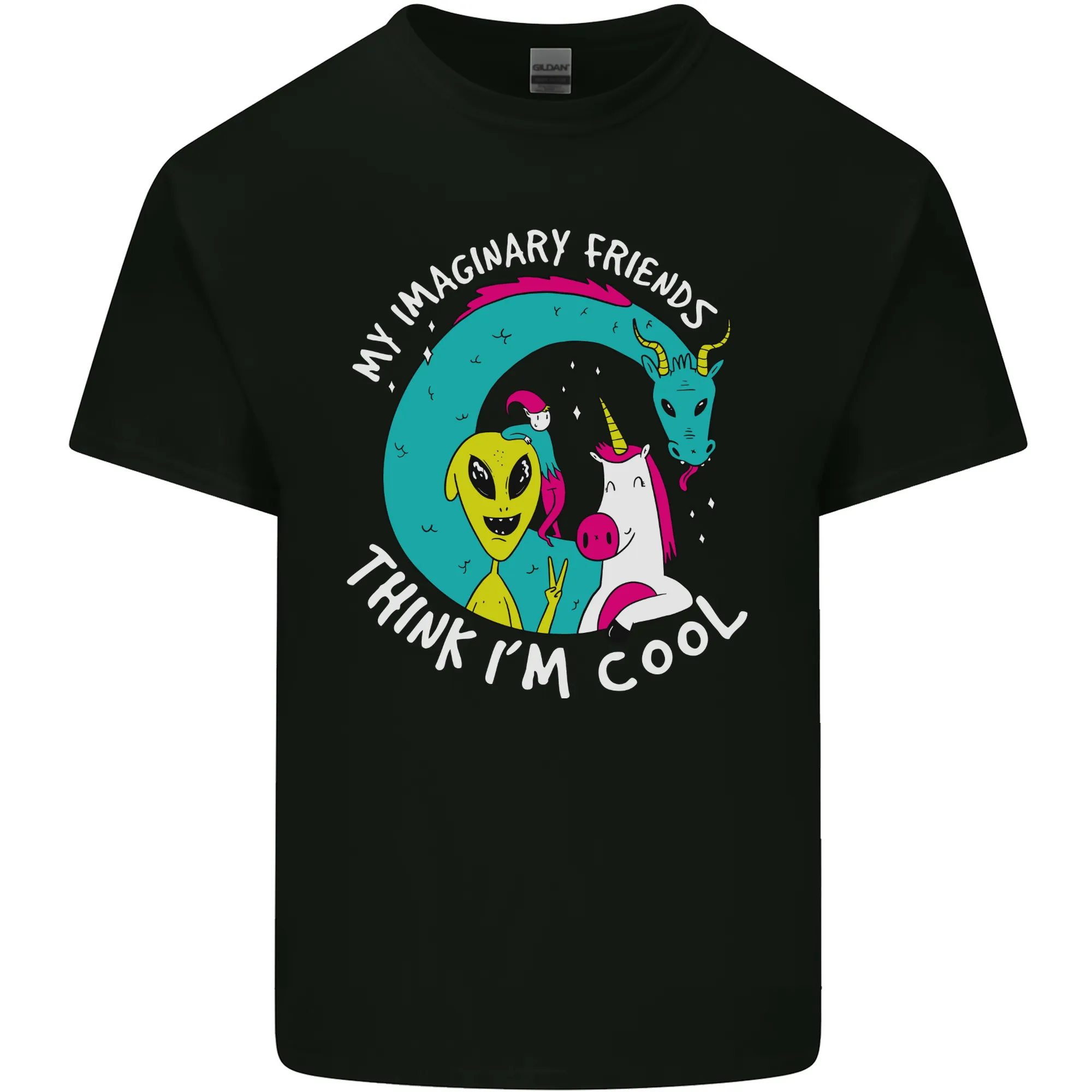Imaginary Friends Alien Dragon Unicorn Mens Light Cotton T-Shirt