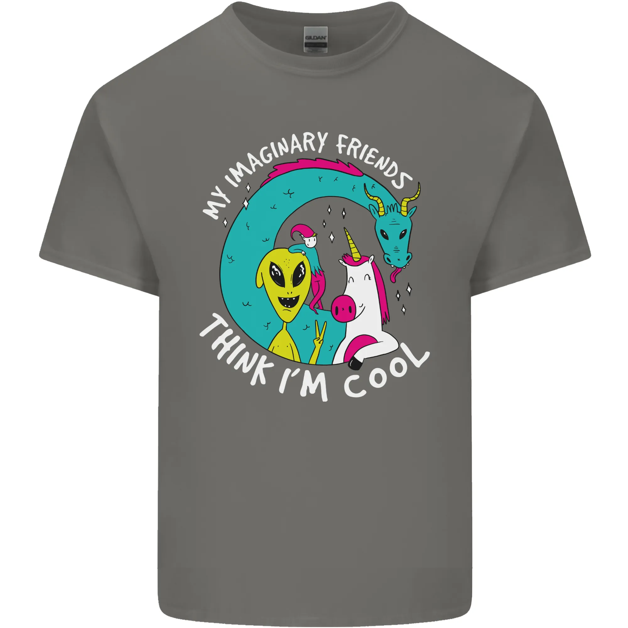 Imaginary Friends Alien Dragon Unicorn Mens Light Cotton T-Shirt