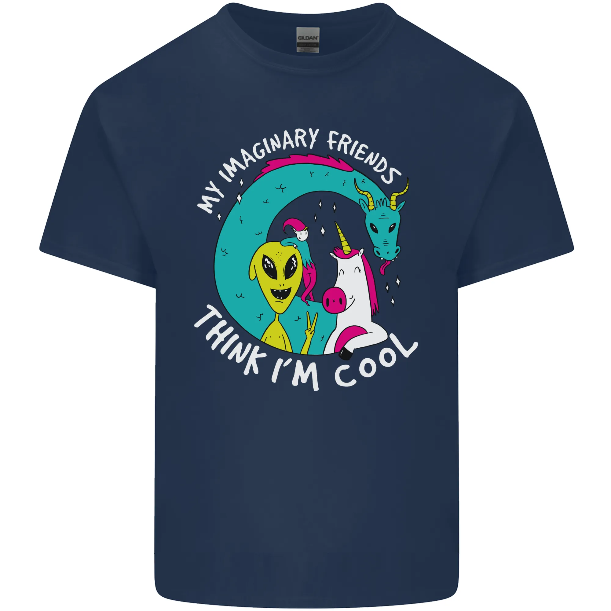 Imaginary Friends Alien Dragon Unicorn Mens Light Cotton T-Shirt
