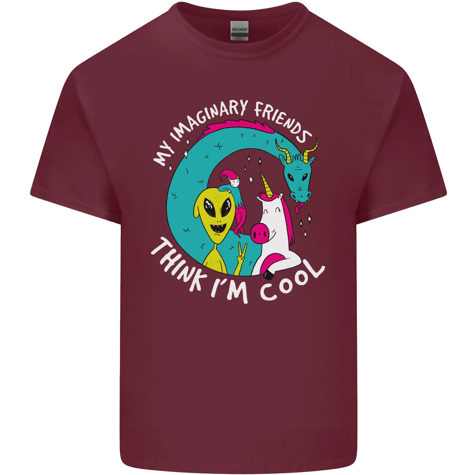 Imaginary Friends Alien Dragon Unicorn Mens Light Cotton T-Shirt