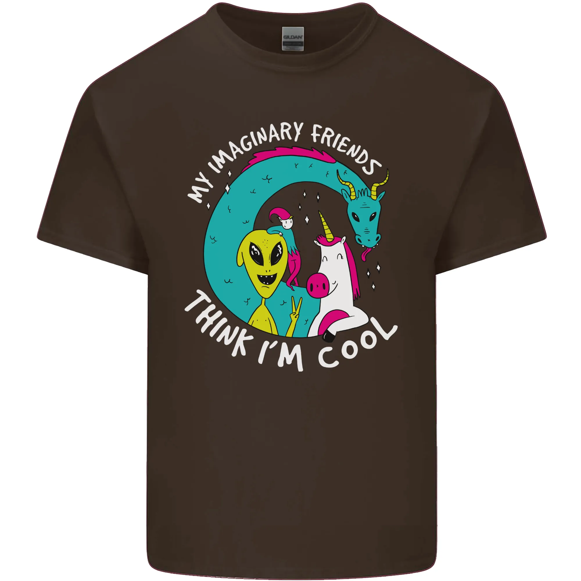 Imaginary Friends Alien Dragon Unicorn Mens Light Cotton T-Shirt