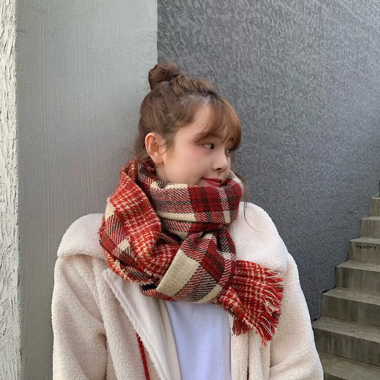 INSTOCK-Men's double-sided plaid high-end scarf