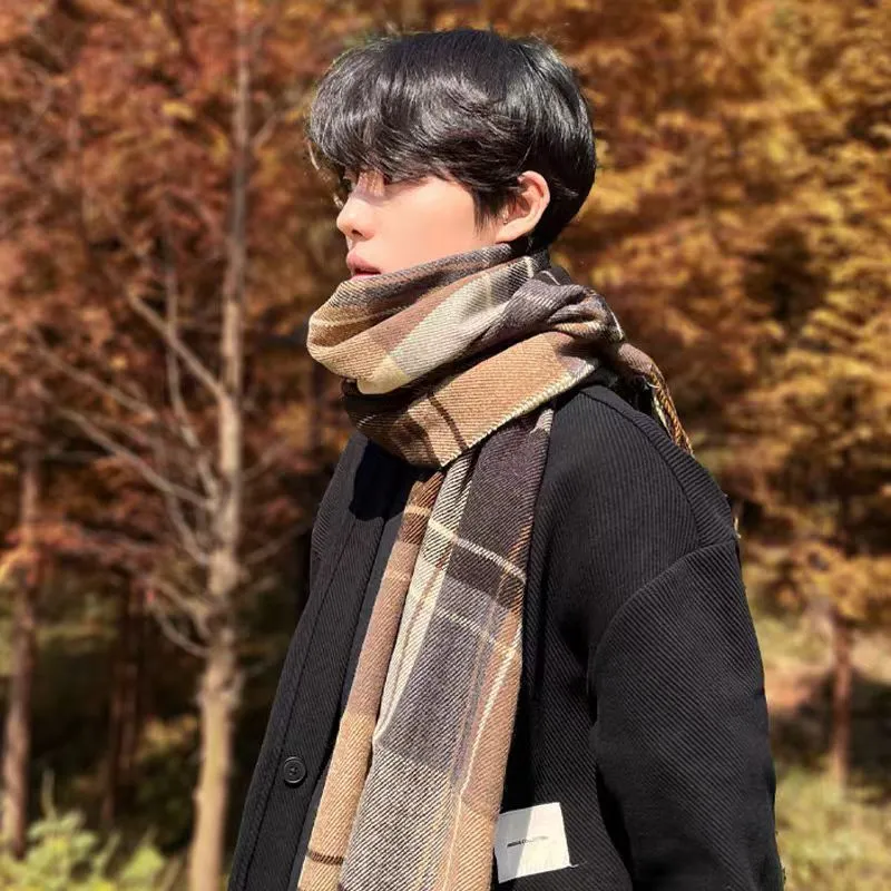 INSTOCK-Men's double-sided plaid high-end scarf