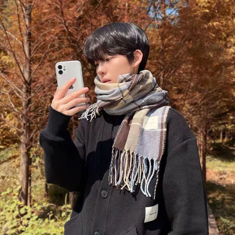 INSTOCK-Men's double-sided plaid high-end scarf