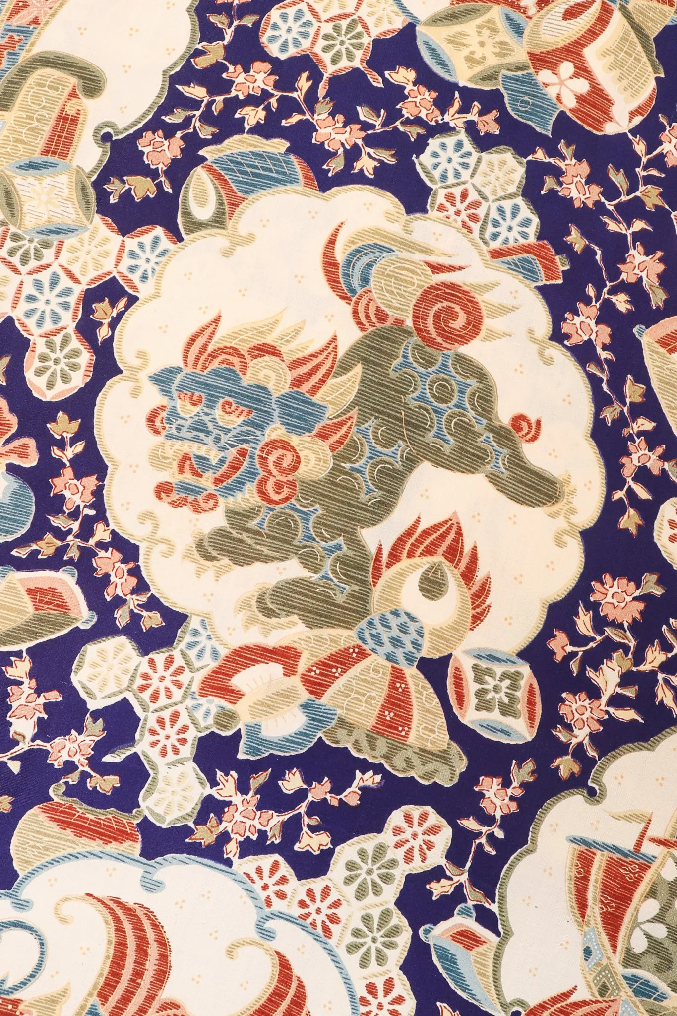 Japanese Folk Print Kimono Caftan