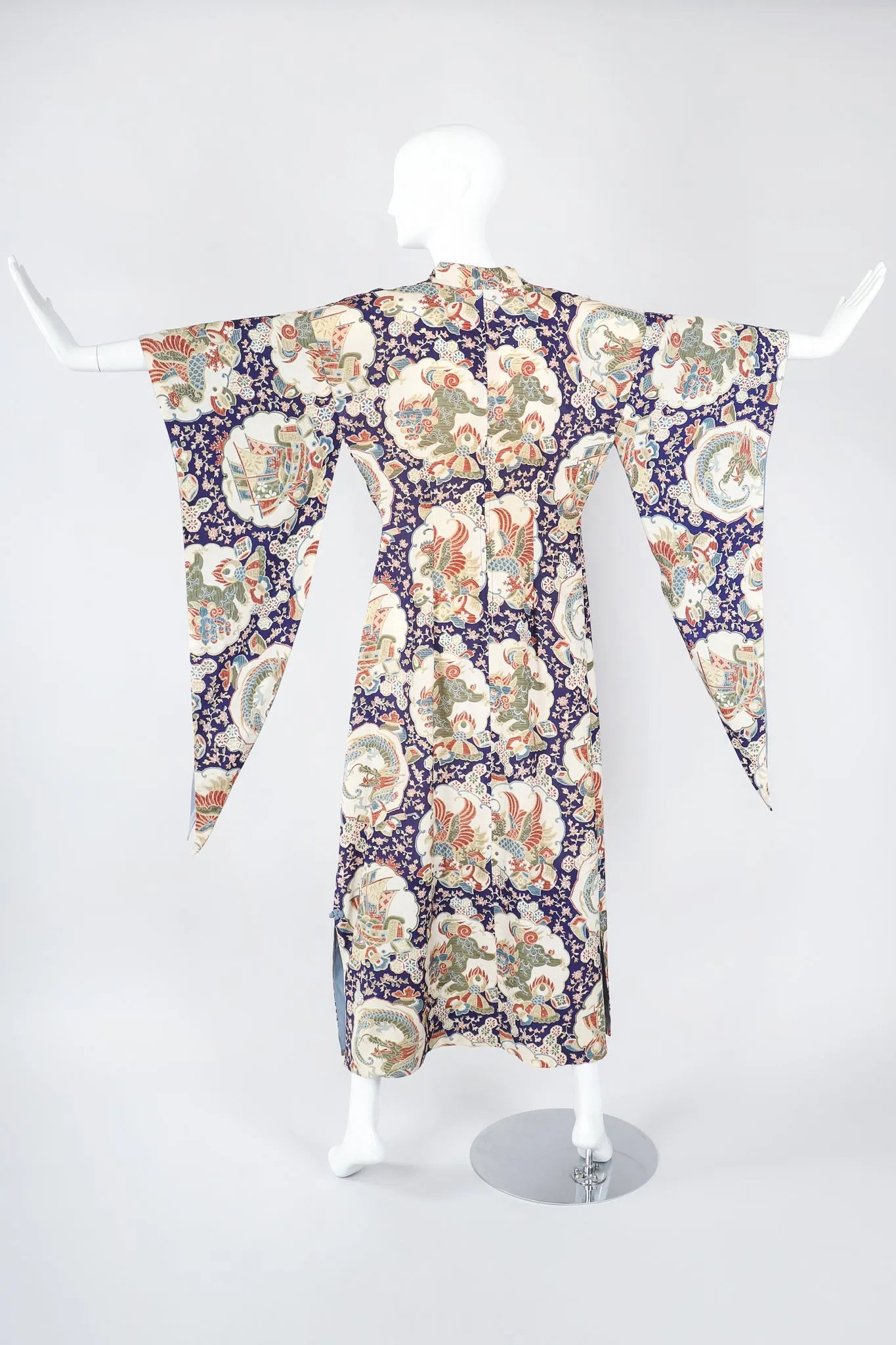 Japanese Folk Print Kimono Caftan