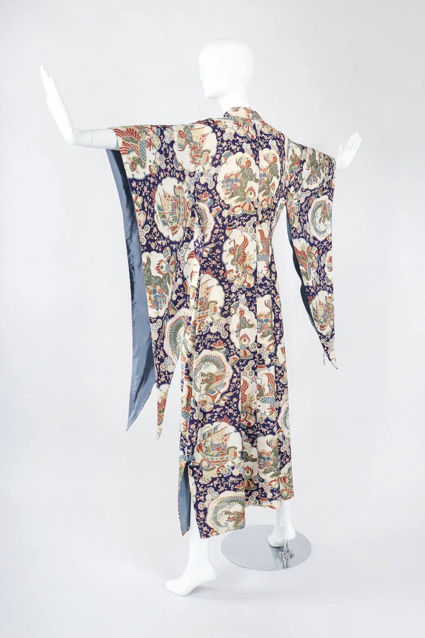 Japanese Folk Print Kimono Caftan